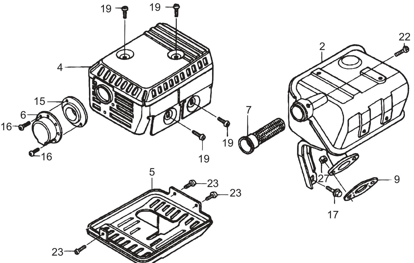 MVC80VH/VHW Muffler Assembly Parts