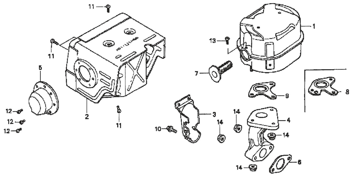 QP301TH HONDA GX240K1PA2 ENGINE Muffler Assembly Parts By Multiquip