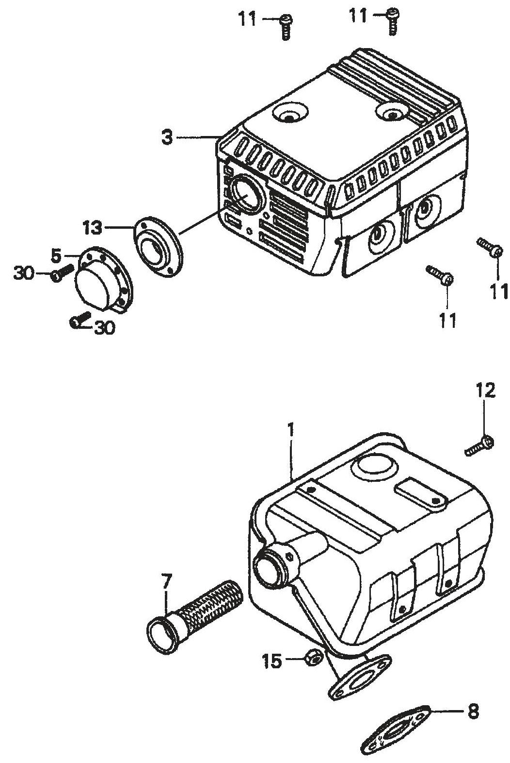 MVC70H/HW Honda GX160K1QMX2 Engine Muffler Assembly Parts