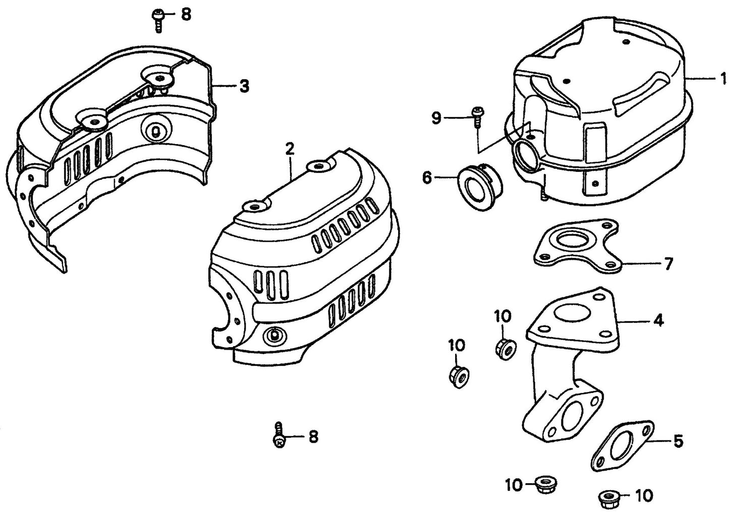 T30H HONDA GX240K1PMT2 Engine Muffler Assembly Parts By Multiquip