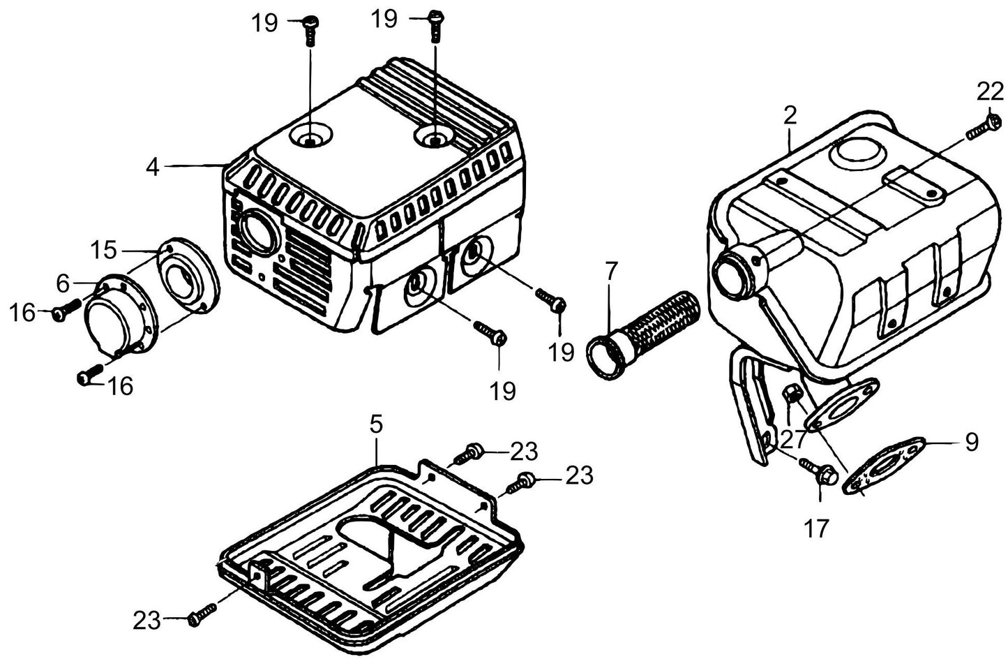MVC88VGH/VGHW Honda GX160U1QMX2 Engine Muffler Assemble Parts