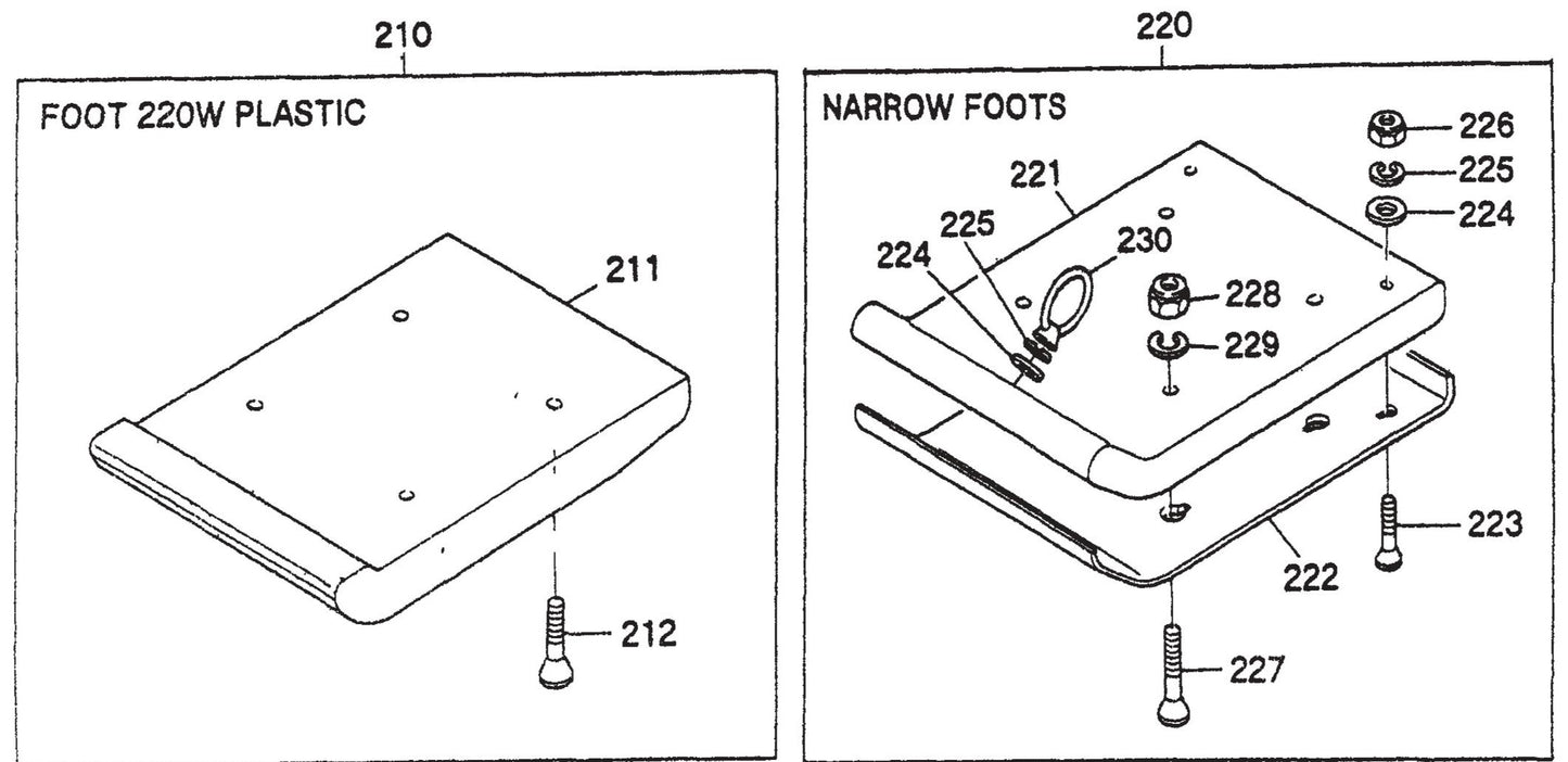 MT62HS Narrow Foot Assembly Parts