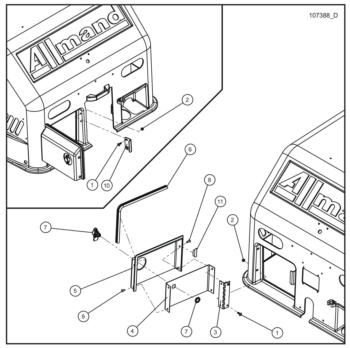 Front and Rear Cover Group (3 of 4) Assembly Parts for Night Light NL5000 (0001NL500016 TO 9999NL500016) by Allmand