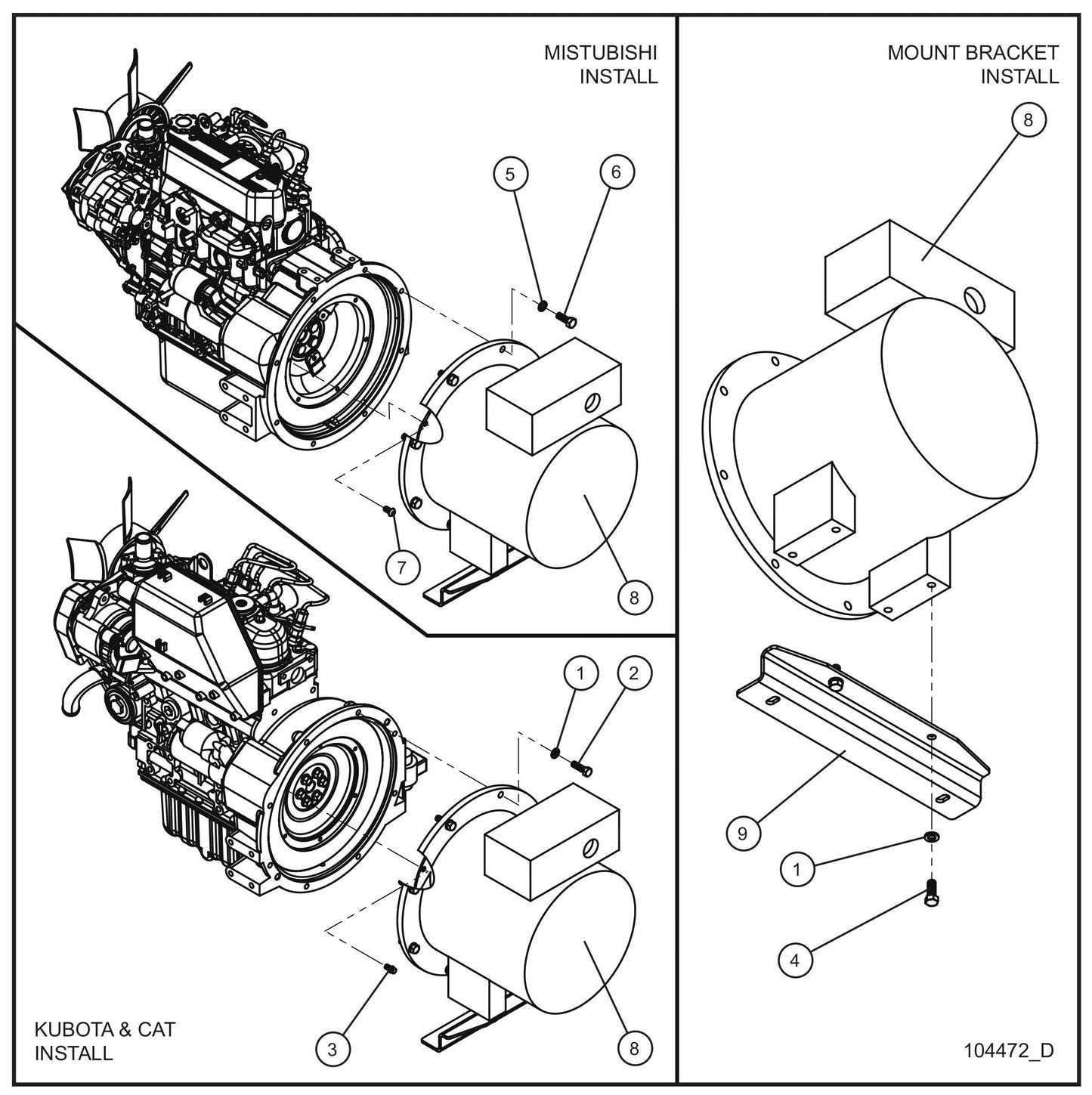 Marathon 8kW 60Hz Generator Assembly Parts for Night Light NL5000 (0001NL500016 TO 9999NL500016) by Allmand