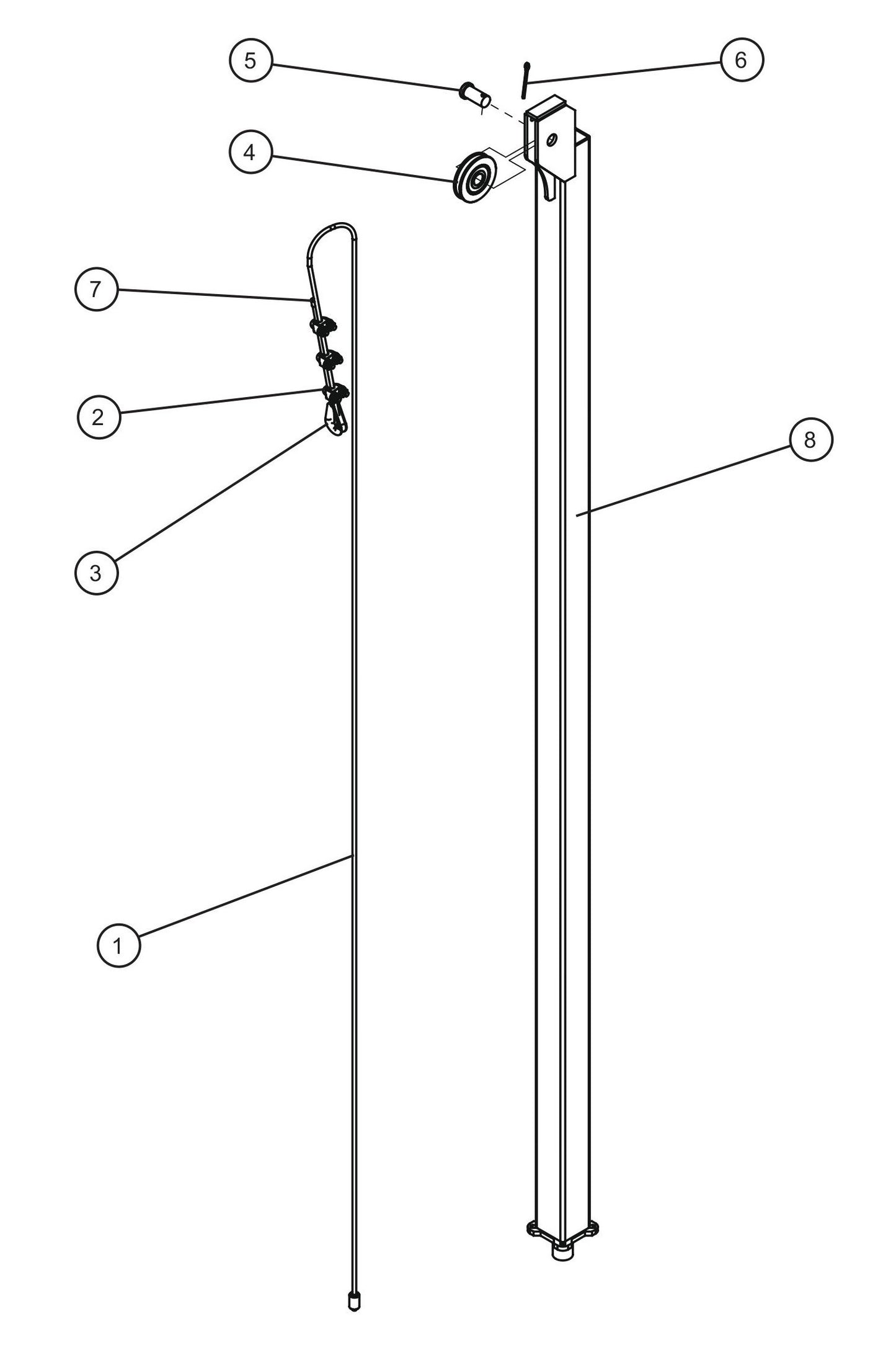 Manual Vertical Tower (4 of 4) Assembly Parts for Night Light NL5000 (0001NL500016 TO 9999NL500016) by Allmand