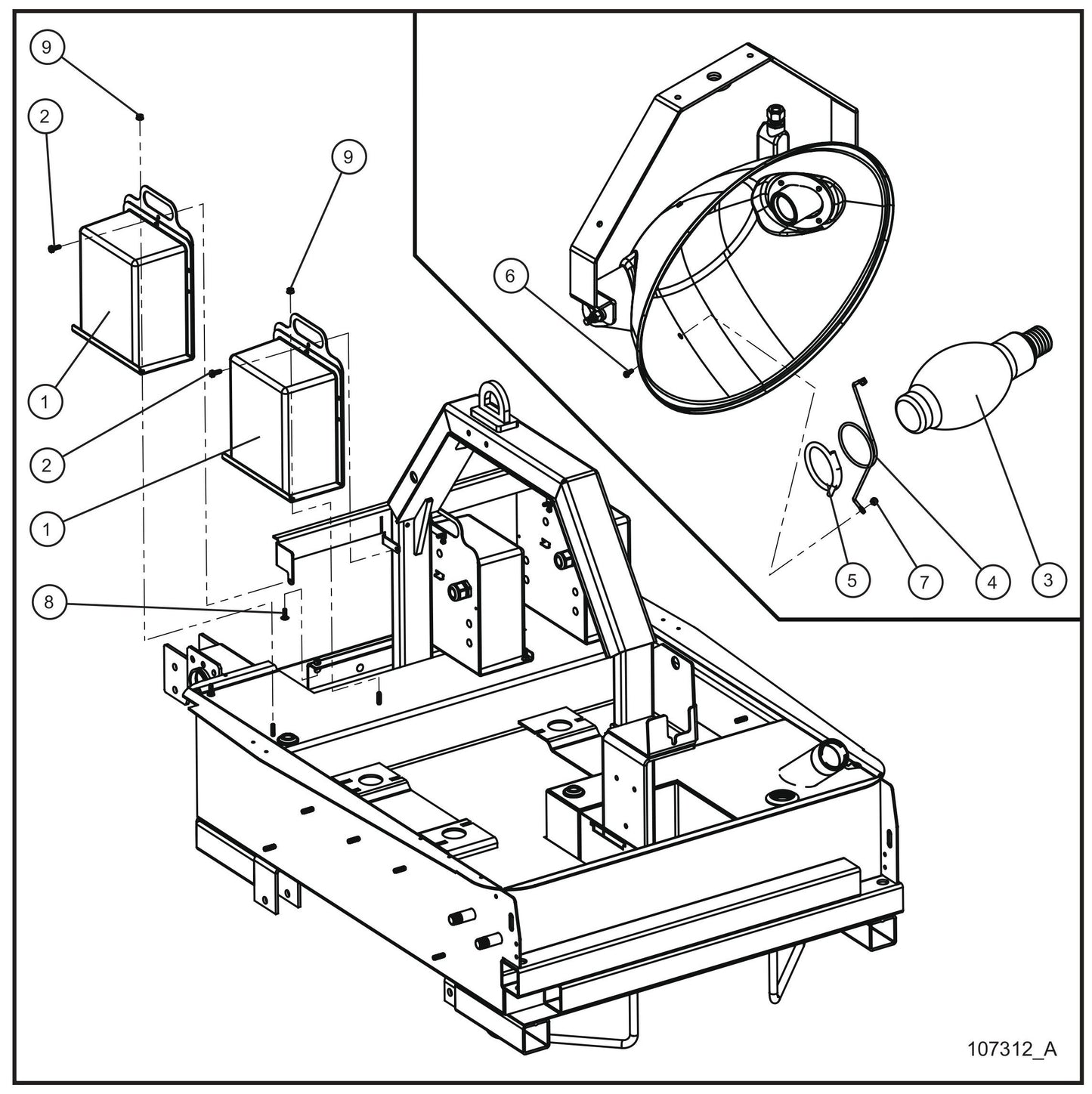 1000W Lamps with 60Hz 120V Ballasts Assembly Parts for Night Light NL5000 (0001NL500016 TO 9999NL500016) by Allmand