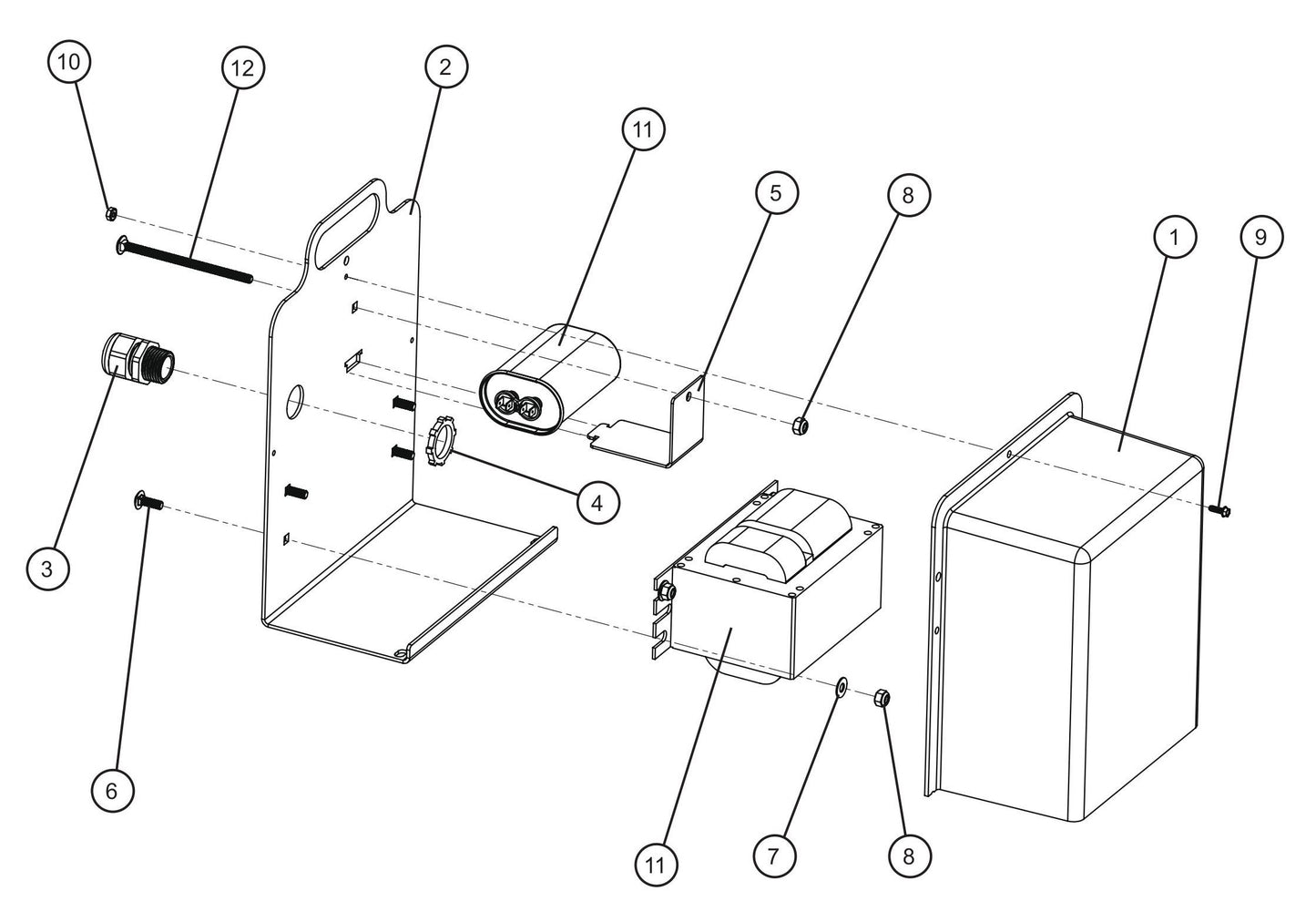 1000W 50Hz 120V Single Ballast Box Assembly Parts for Night Light NL5000 (0001NL500016 TO 9999NL500016) by Allmand