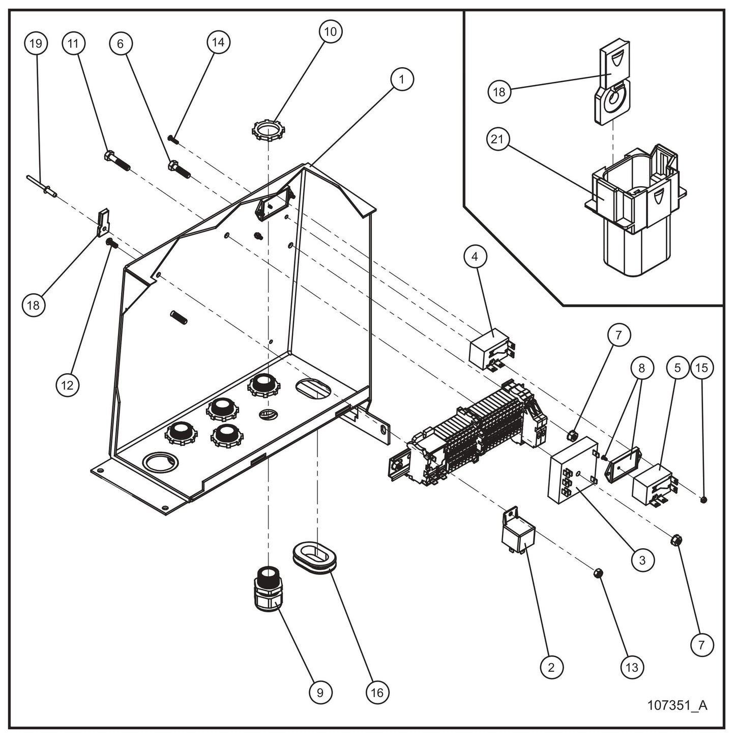 Component Box (1 of 2) Assembly Parts for Night Light NL5000 (0001NL500016 TO 9999NL500016) by Allmand