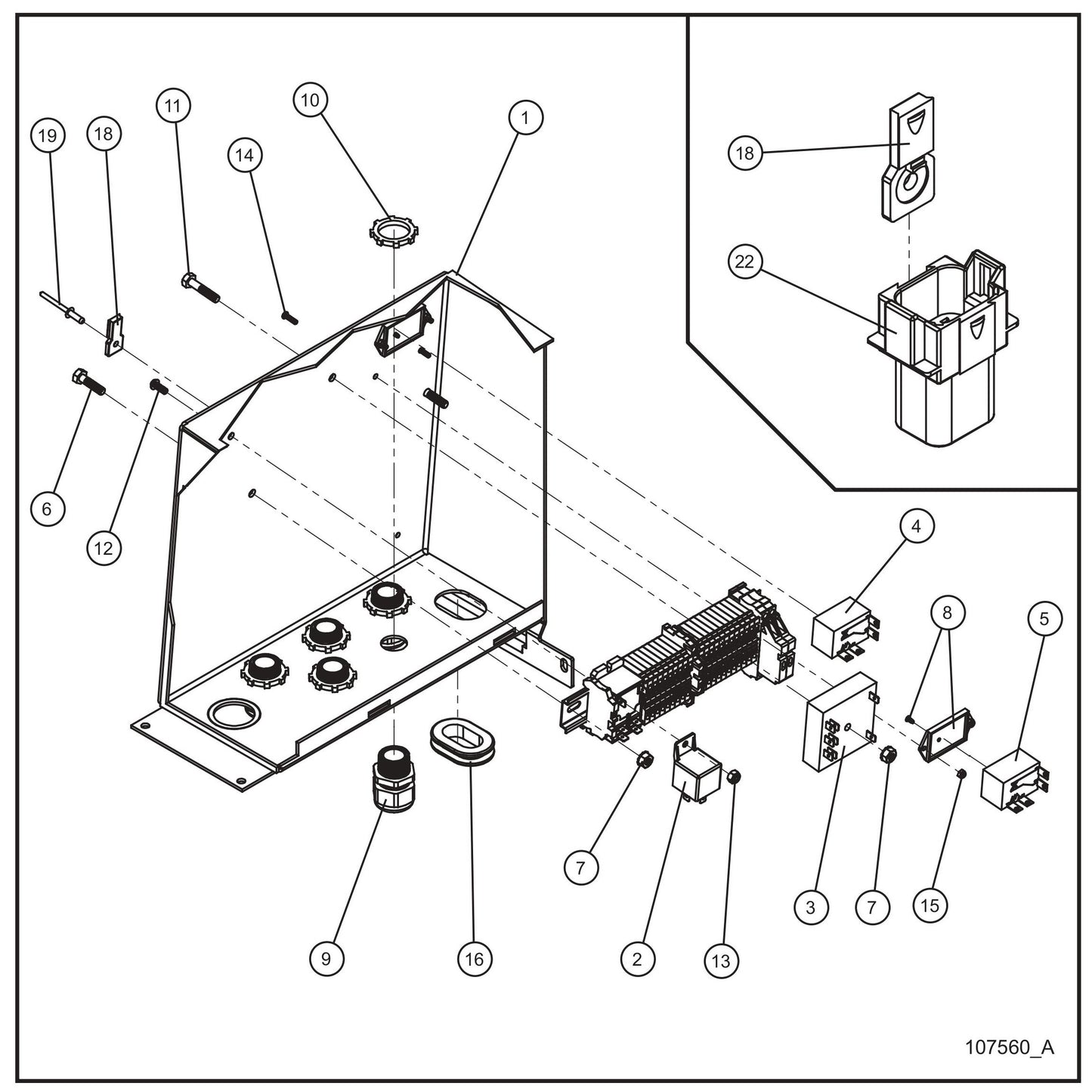 Component Box w/ Twistlock (1 of 2) Assembly Parts for Night Light NL5000 (0001NL500016 TO 9999NL500016) by Allmand