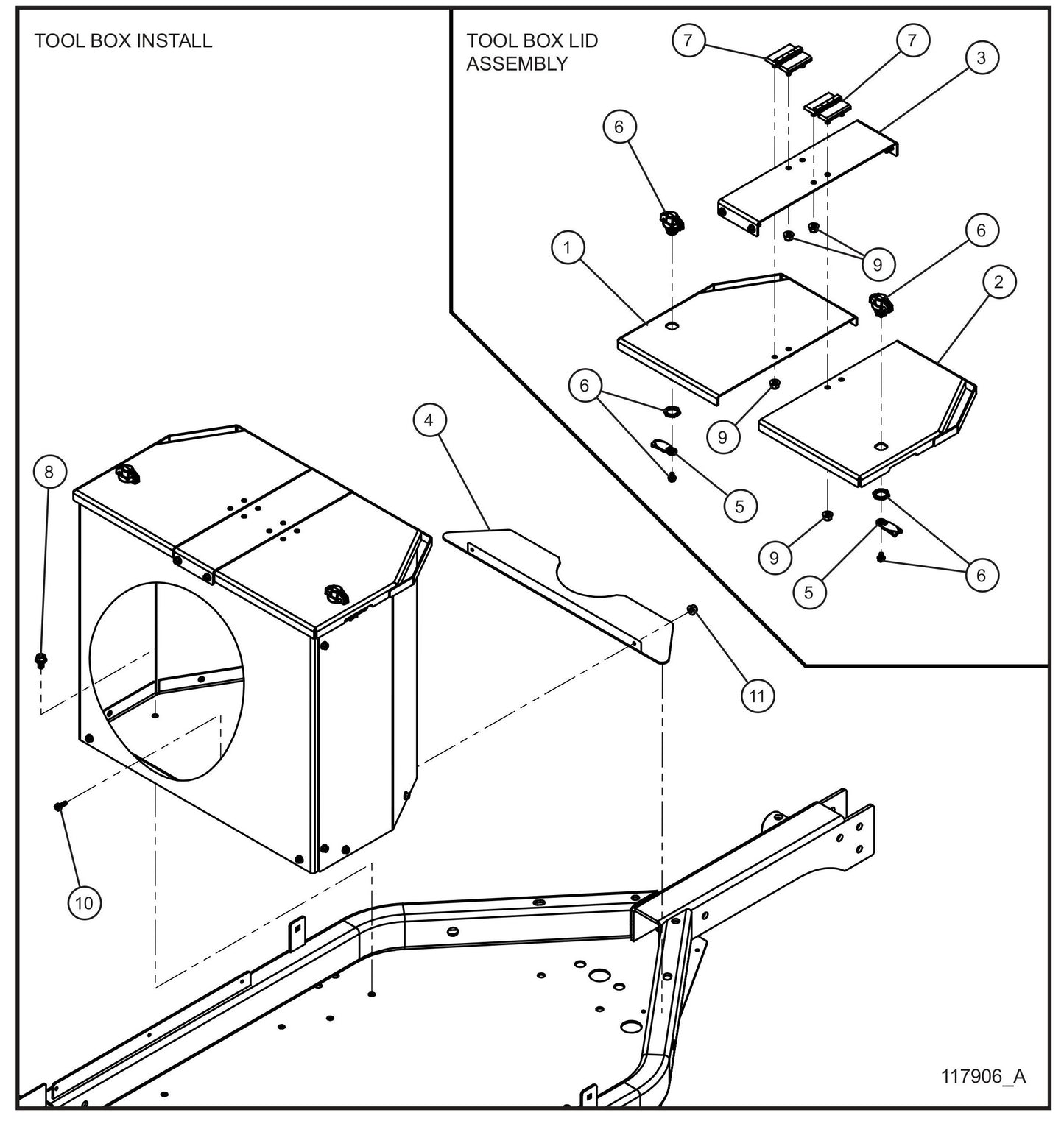 Tool Box (3 of 3) Assembly Parts for GR Series Night-Lite Chain (SN 26-000001 to 26-999999) by Allmand