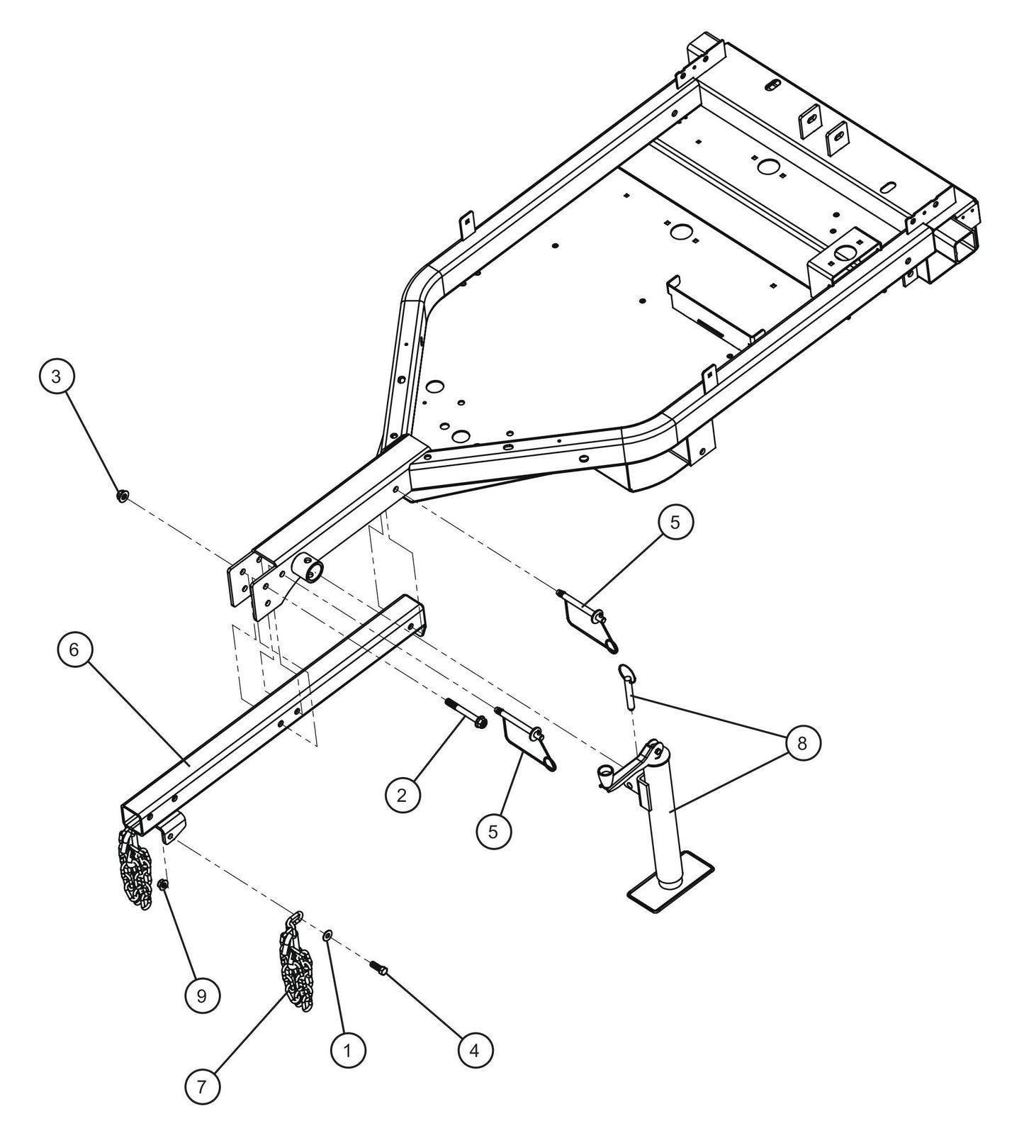 Tongue Assembly Parts for GR Series Night-Lite Chain (SN 26-000001 to 26-999999) by Allmand