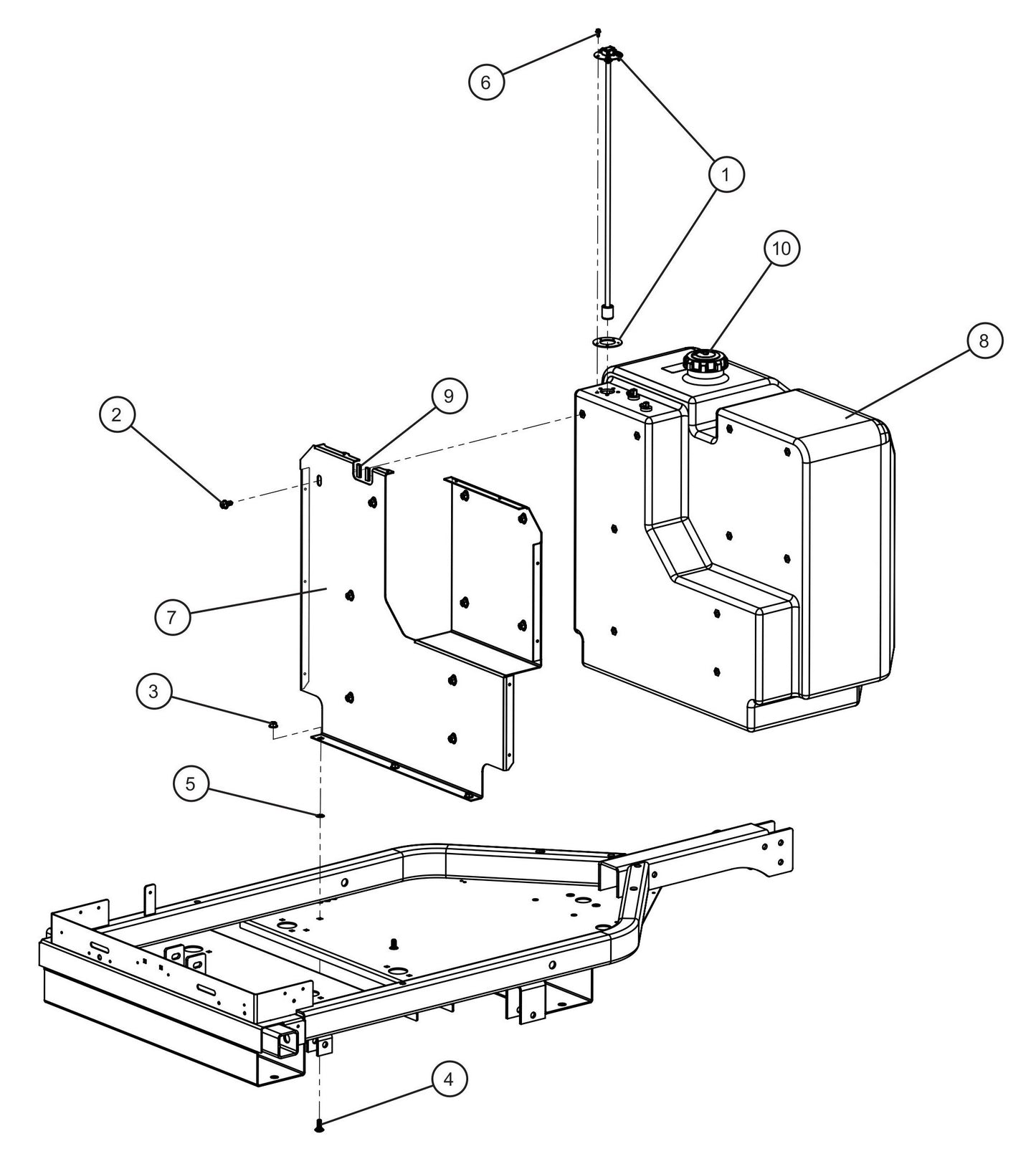 Fuel Tank Assembly Parts for GR-Series Night-Lite Liquid-Cooled CM Light Tower By Allmand