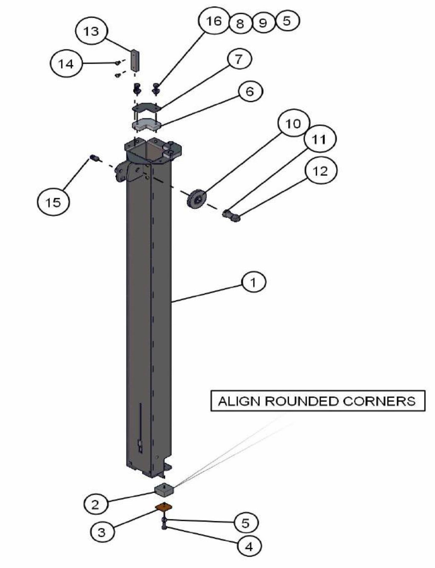 Section 5 Hydraulic Tower Assembly Parts V-Series SE Power Night-Lite Pro (0001PROV10SE TO 9999PROV11SE) by Allmand