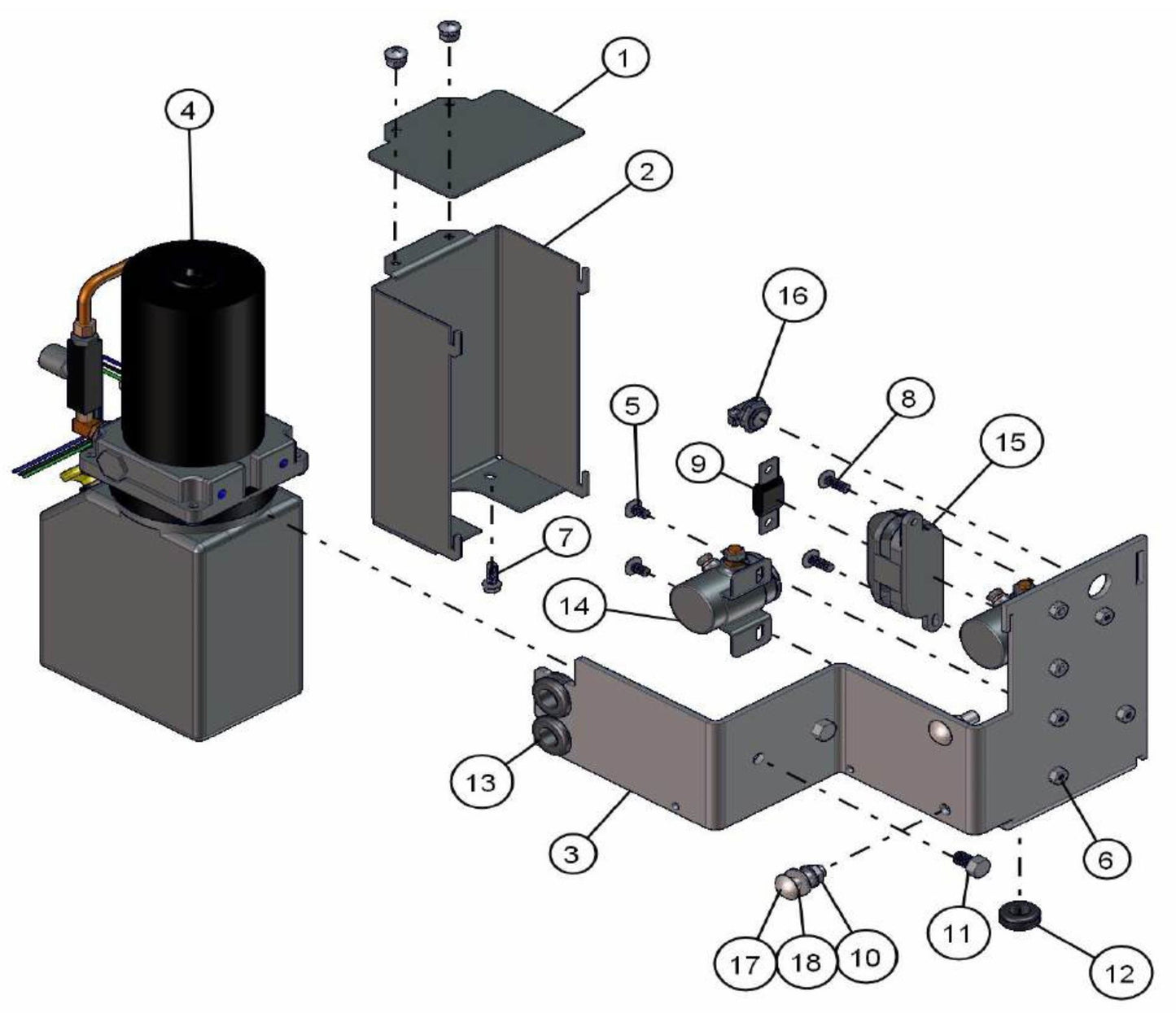 Hydraulic Pump Assembly Parts V-Series SE Power Night-Lite Pro (0001PROV10SE TO 9999PROV11SE) by Allmand