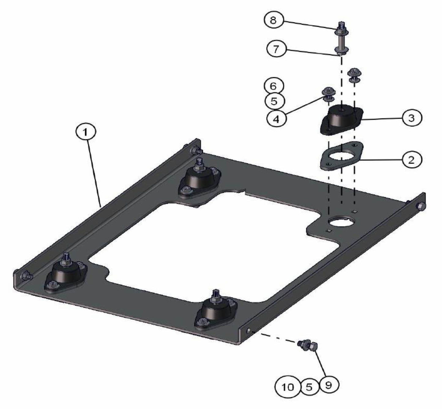 Engine Mounting Plate Assembly Parts V-Series SE Power Night-Lite Pro (0001PROV10SE TO 9999PROV11SE) by Allmand