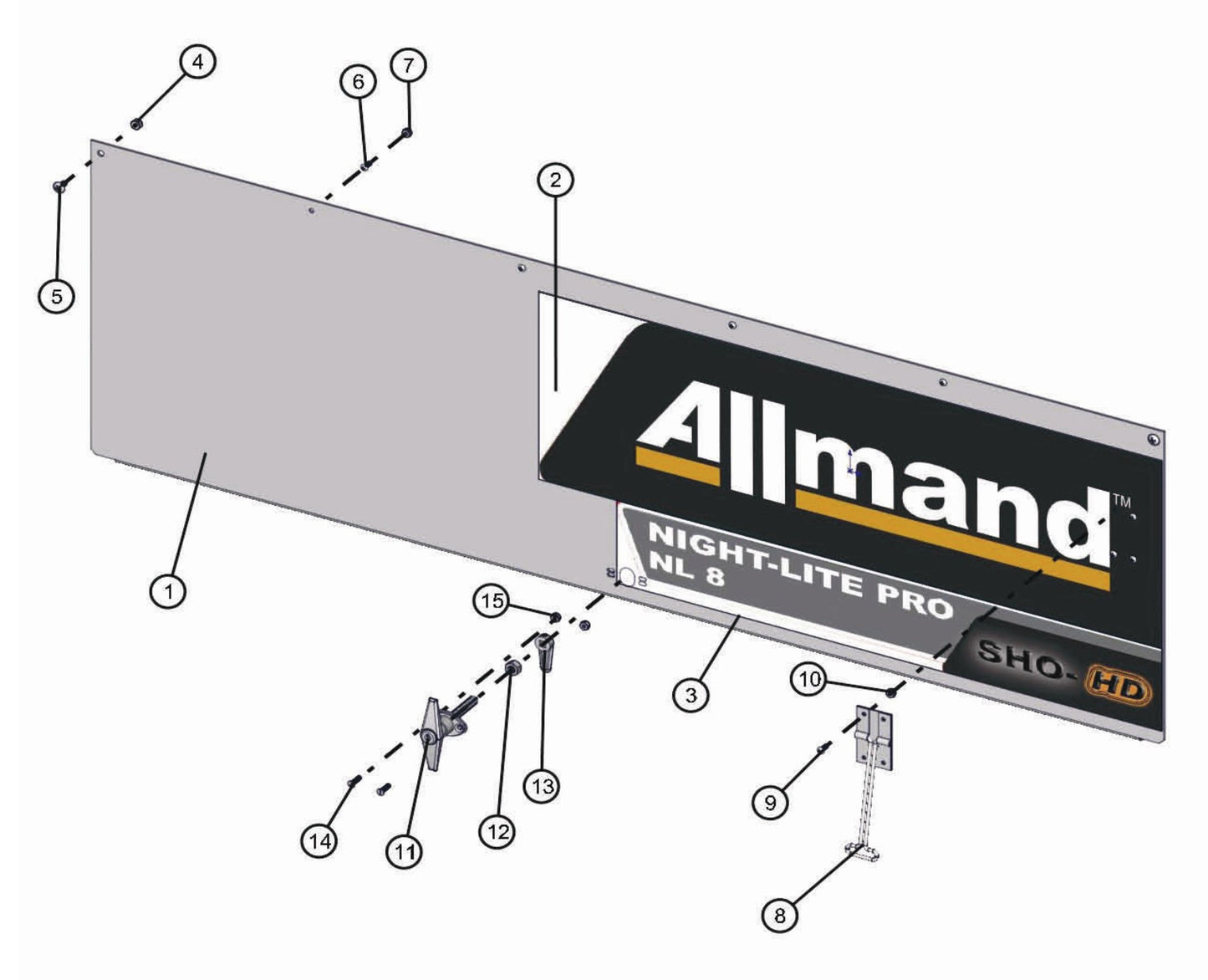Left Side Door Panel Assembly Parts for Night-Lite Pro Laydown (0001PRO02 TO 9999PRO11) by Allmand