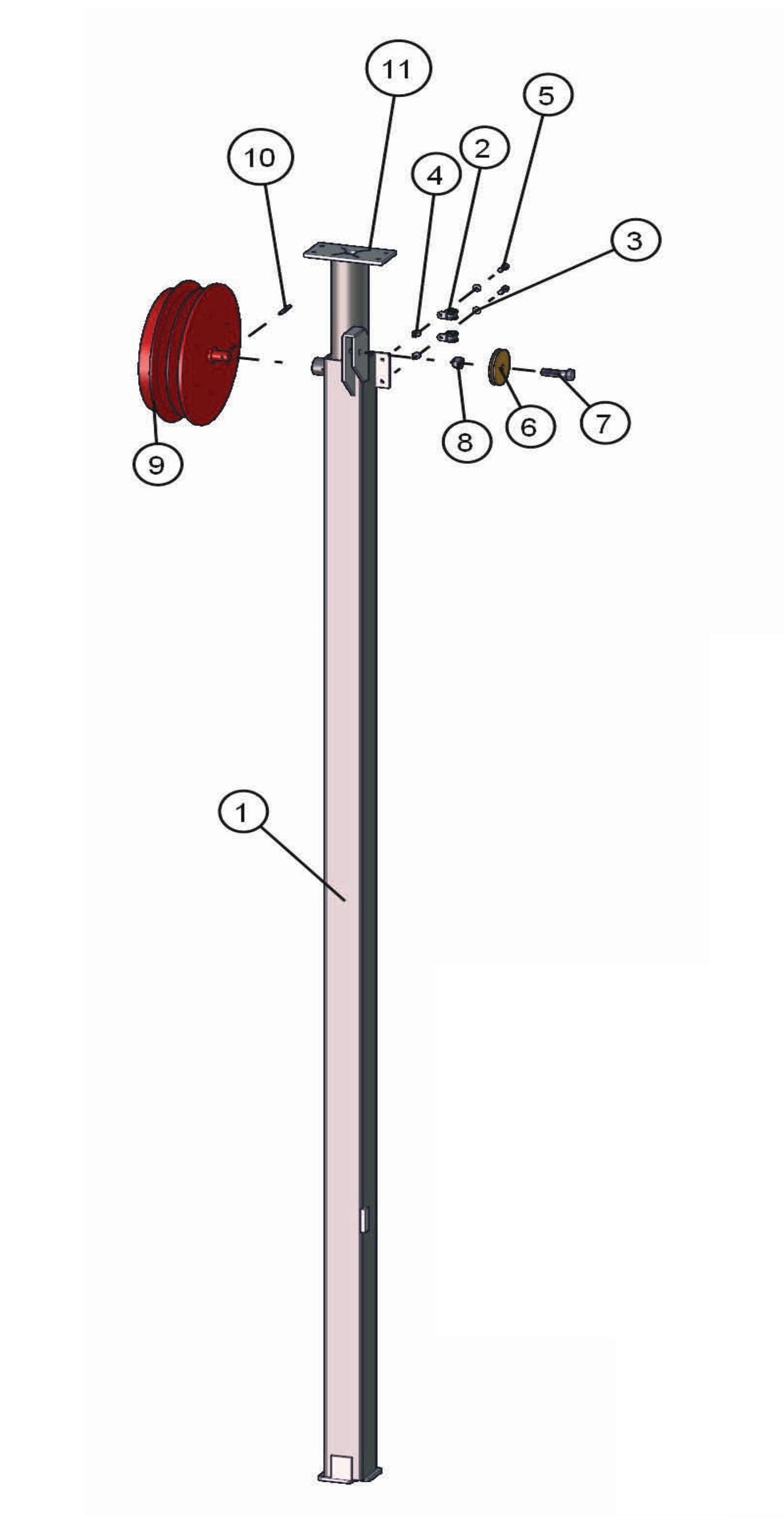 Electric Laydown Tower Section 2 & 3 Assembly Parts for Night-Lite Pro Laydown (0001PRO02 TO 9999PRO11) by Allmand