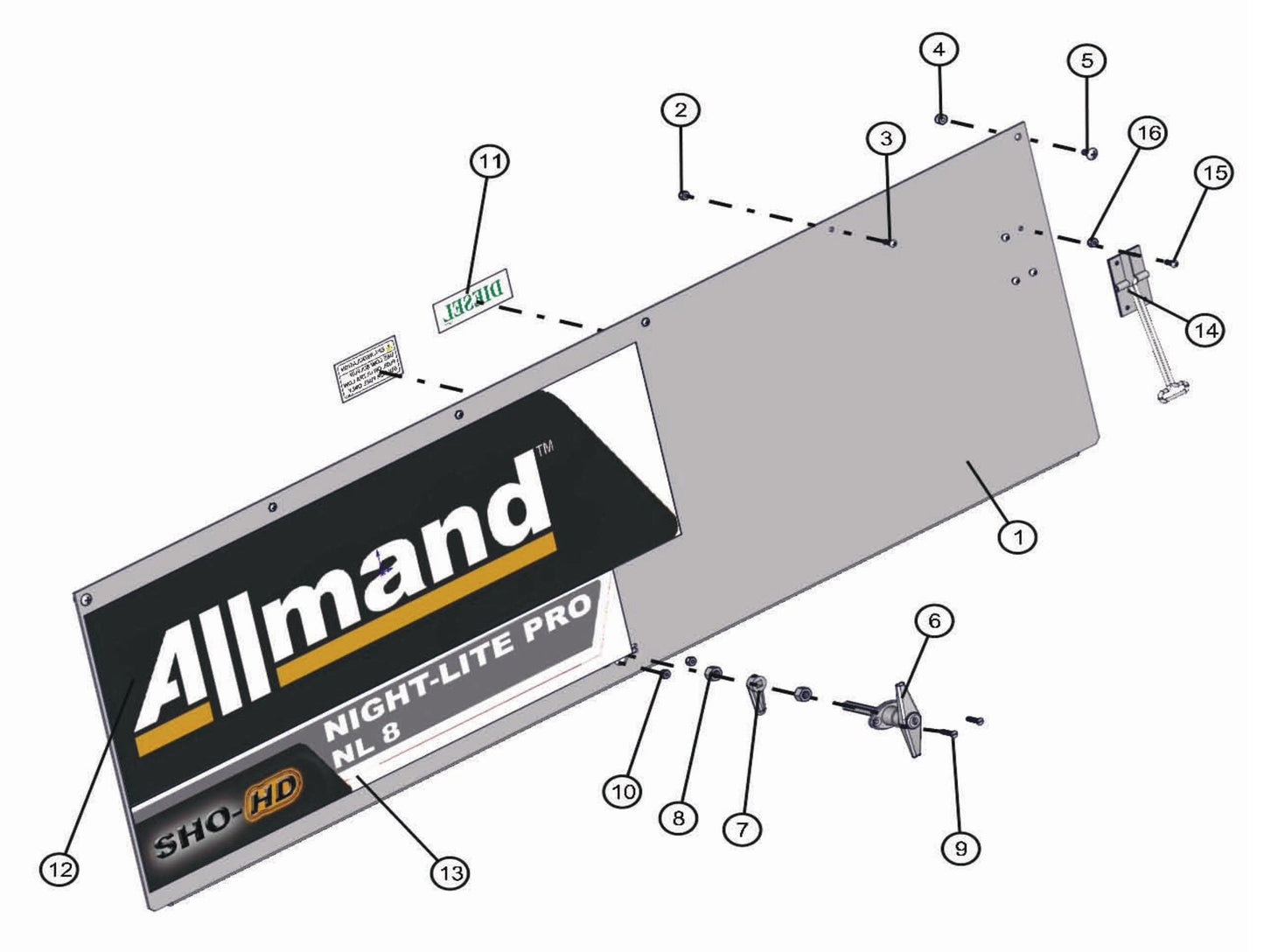 Right Side Door Panel Assembly Parts for LD-Series 50 & 60Hz Night Light Pro II by Allmand