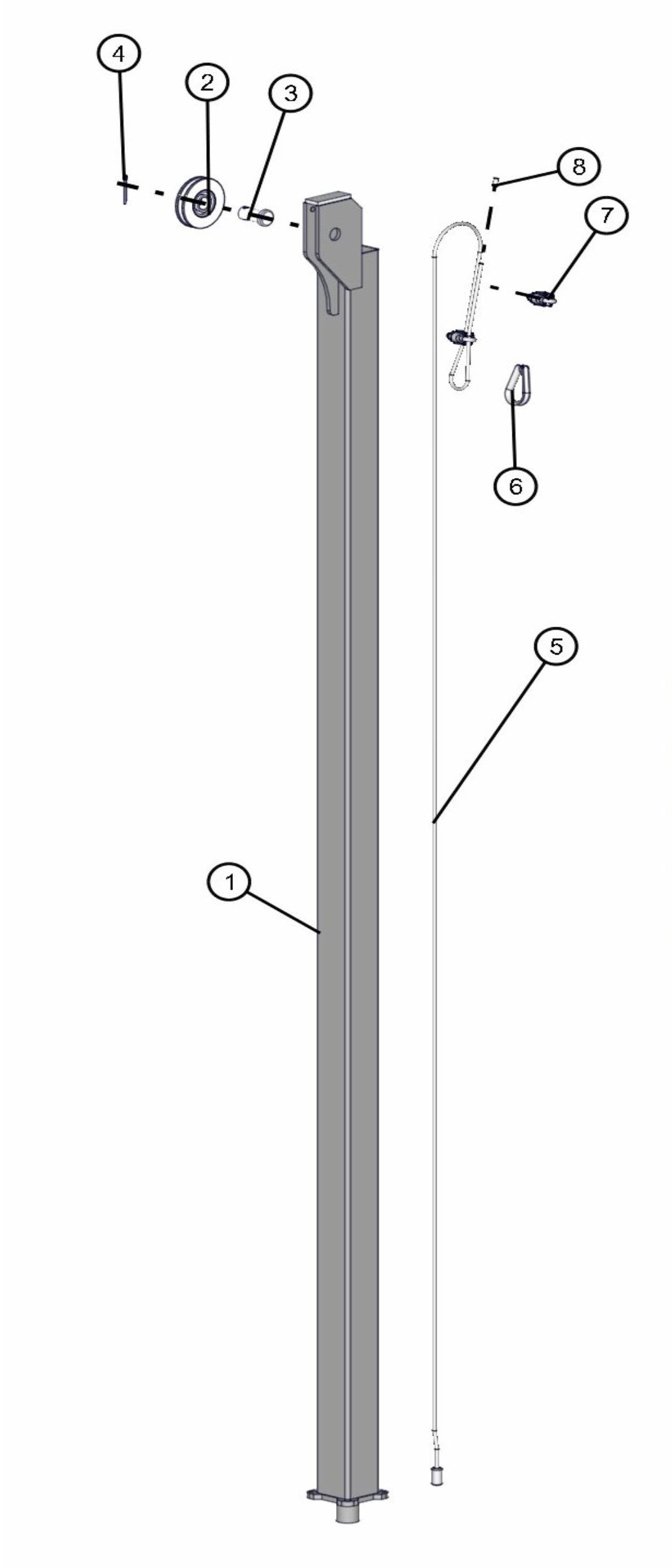 Section 5 Vertical Tower Assembly Parts for V-Series 50 & 60Hz Night Light Pro II (0001PRO2V11 TO 0380PRO2V14) by Allmand