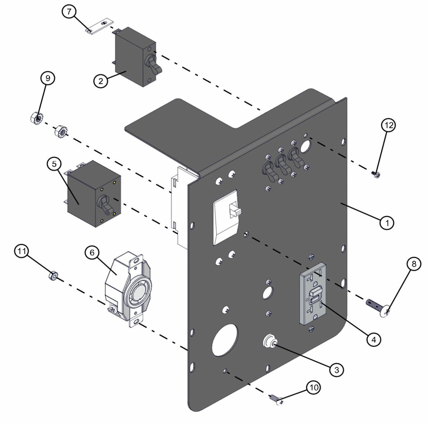 Outlet Panel (Old Style) Assembly Parts for V-Series 50 & 60Hz Night Light Pro II (0001PRO2V11 TO 0380PRO2V14) by Allmand