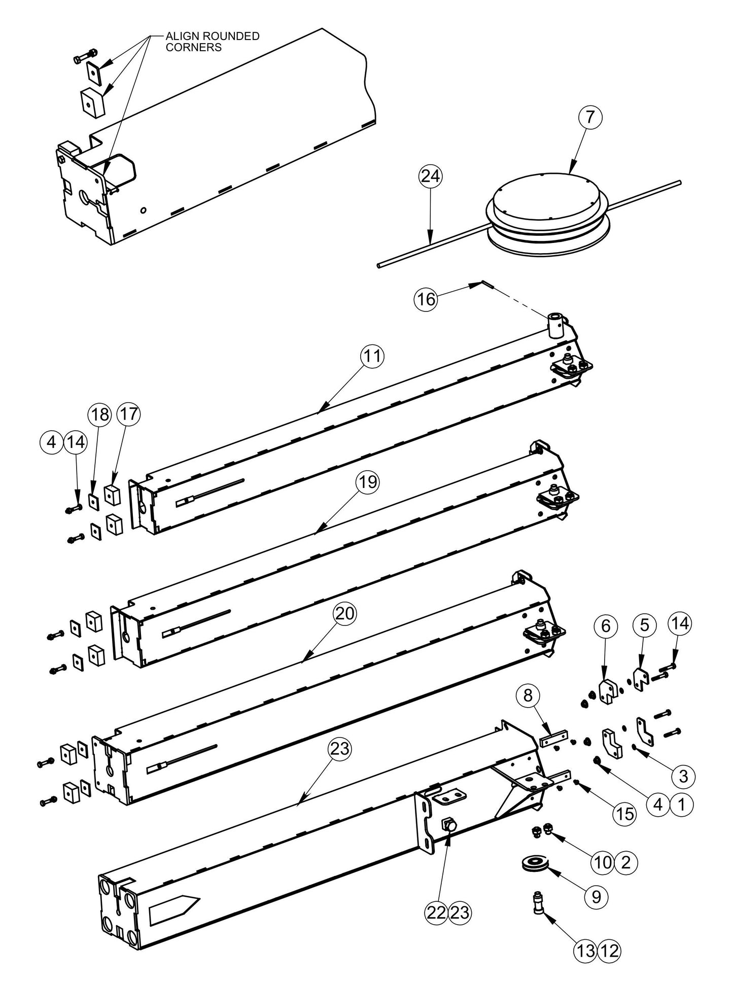 Lower Sections Assembly Parts for V-Series Night-Light Pro CE (0001PROV08CE TO 9999PROV11CE) by Allmand