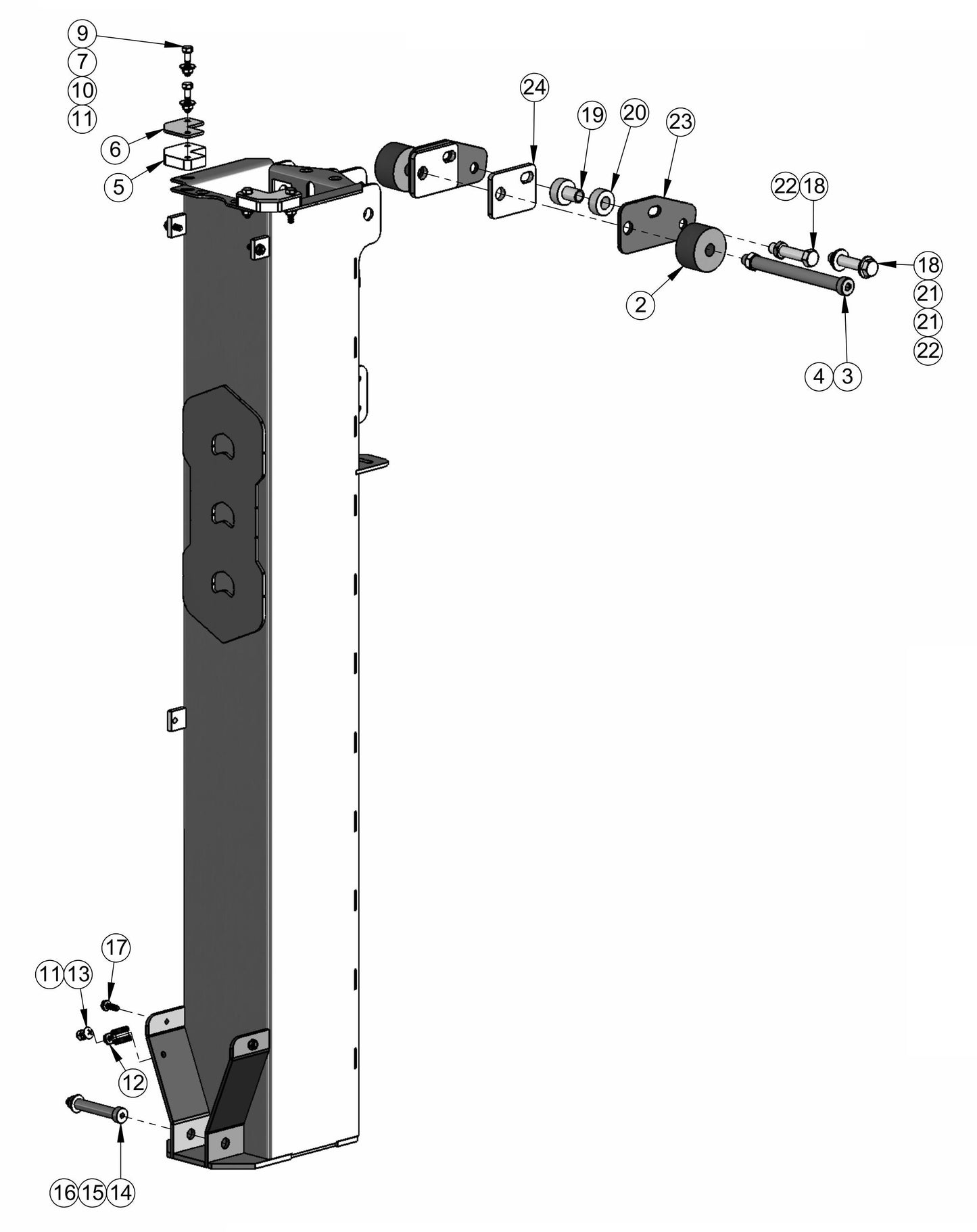 Hydraulic Tower Section 1 Assembly Parts for V-Series Night-Light Pro CE (0001PROV08CE TO 9999PROV11CE) by Allmand