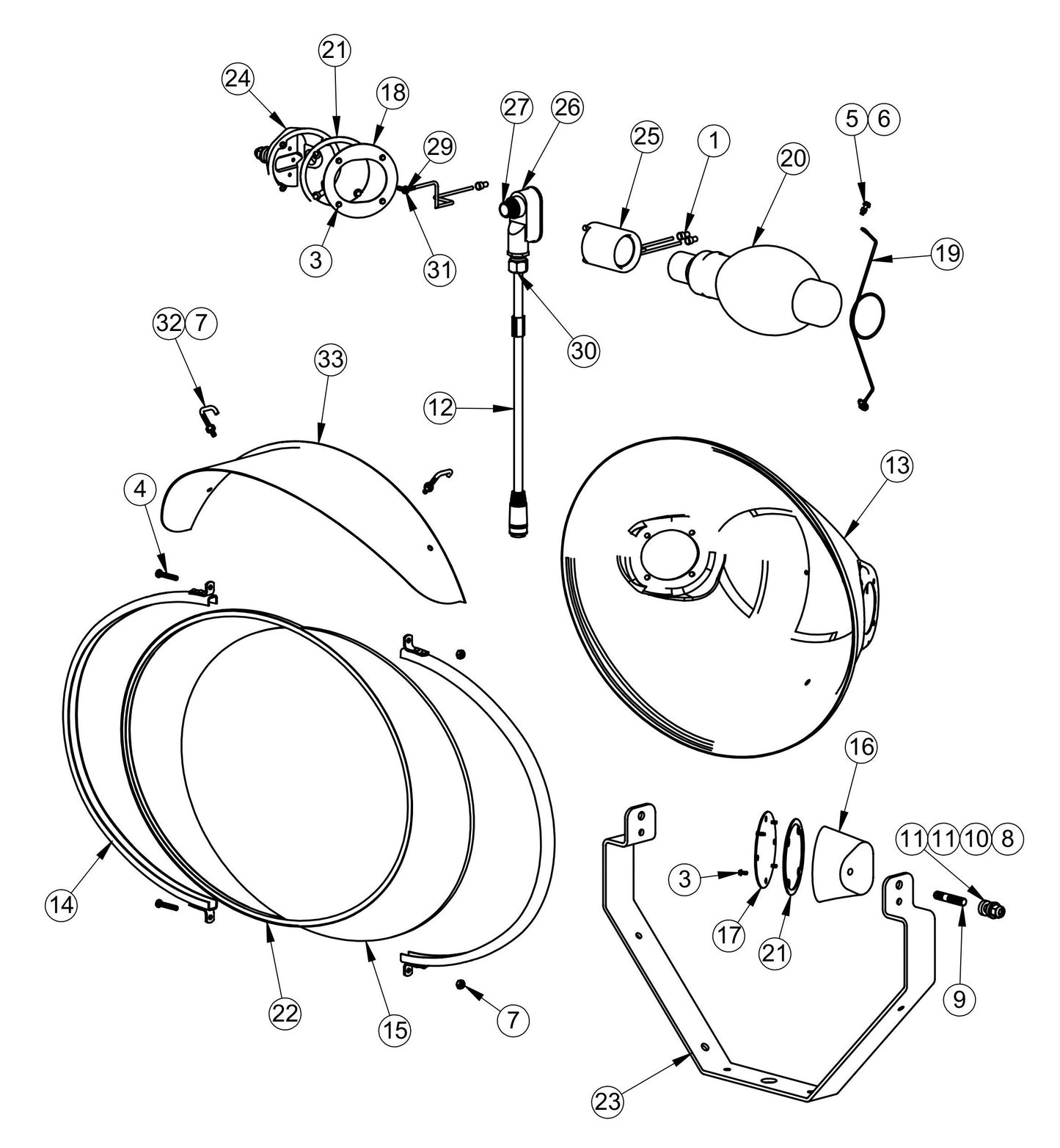 SHO 1000 Lamp Holder Assembly Parts for V-Series Night-Light Pro Domestic (0001PROV10 TO 9999PROV11) by Allmand