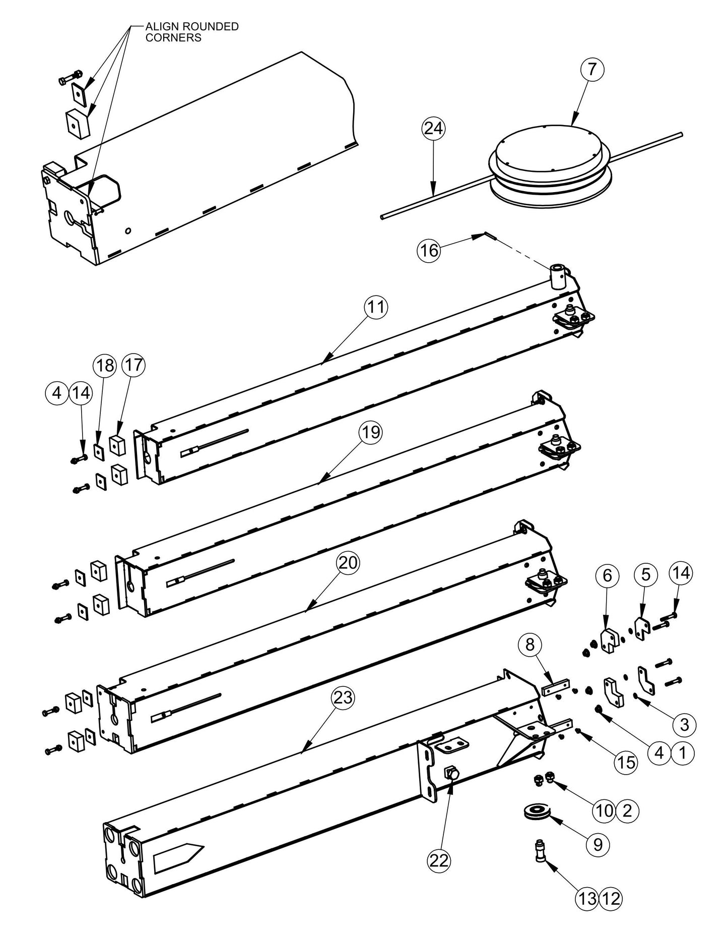 Lower Sections Assembly Parts for V-Series Night-Light Pro Domestic (0001PROV10 TO 9999PROV11) by Allmand
