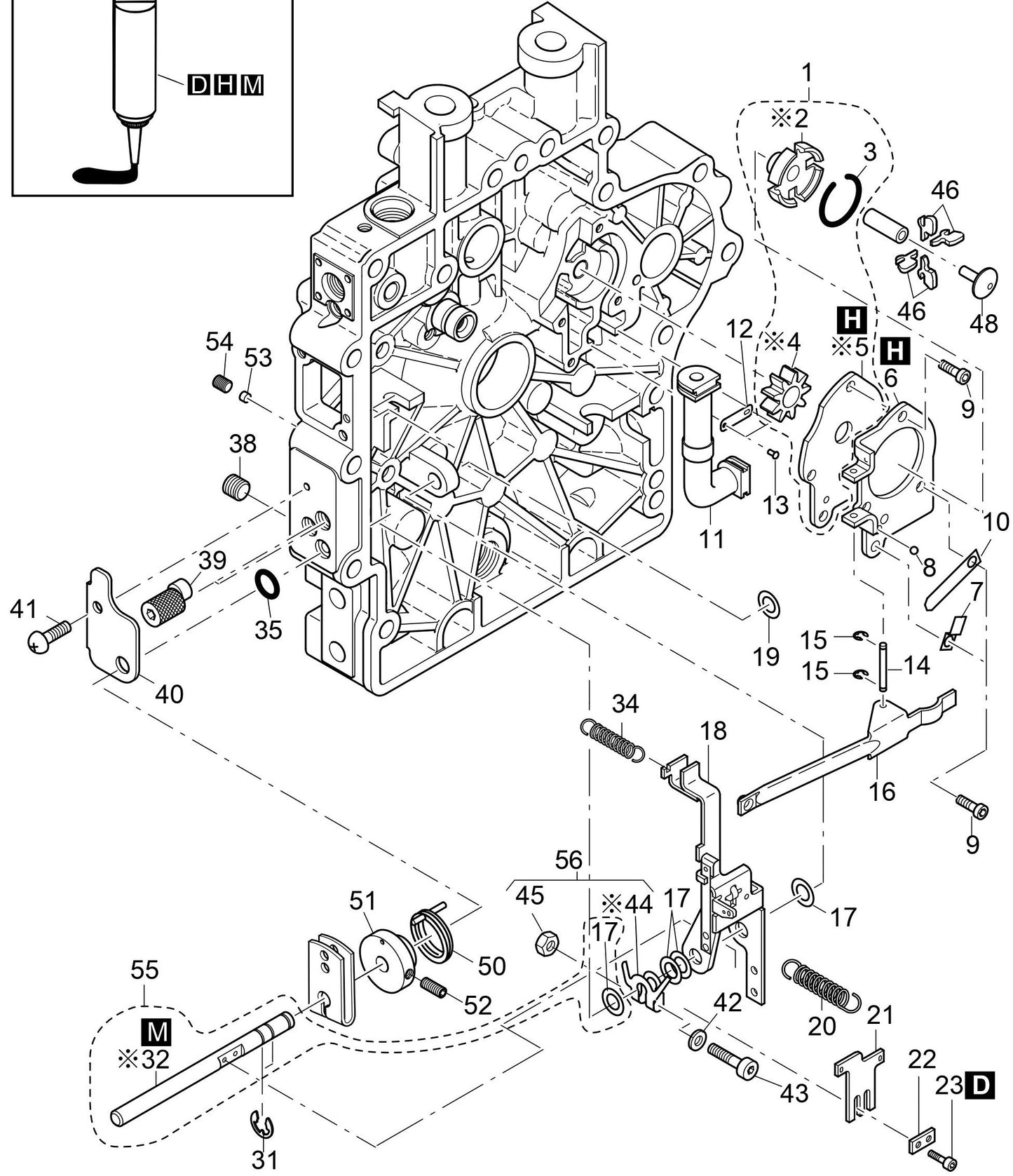 MVH408DZ HATZ 1B50 Engine Oil Pump , Governor  Assembly Parts