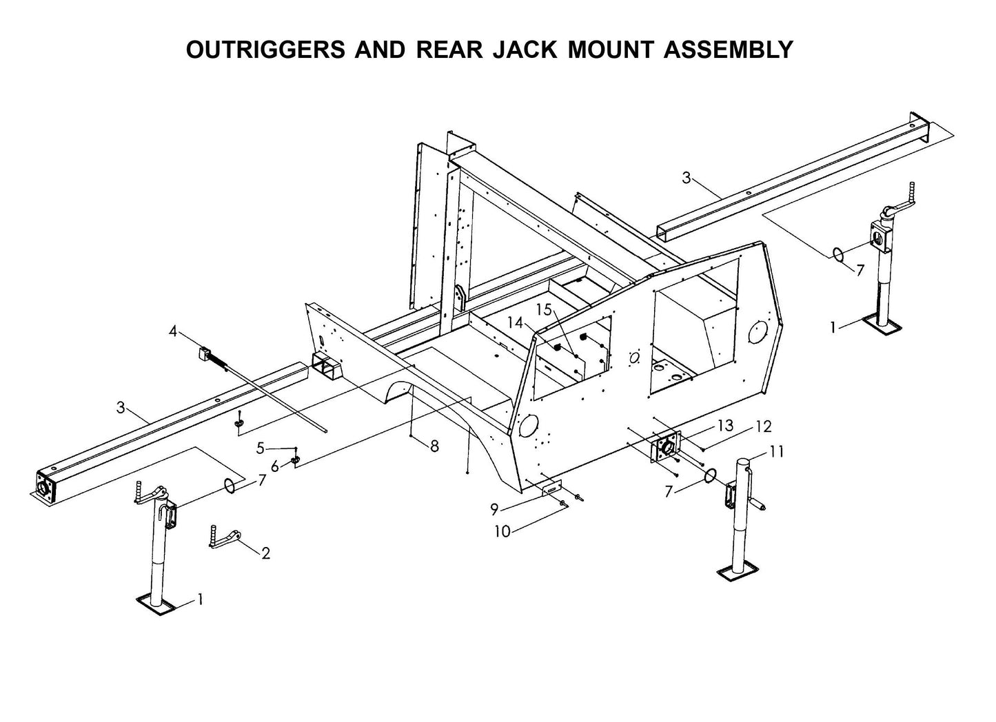 Maxi-Lite Laydown 15-20KW-Outriggers and Rear Jack Mount Assembly Parts By Allmand