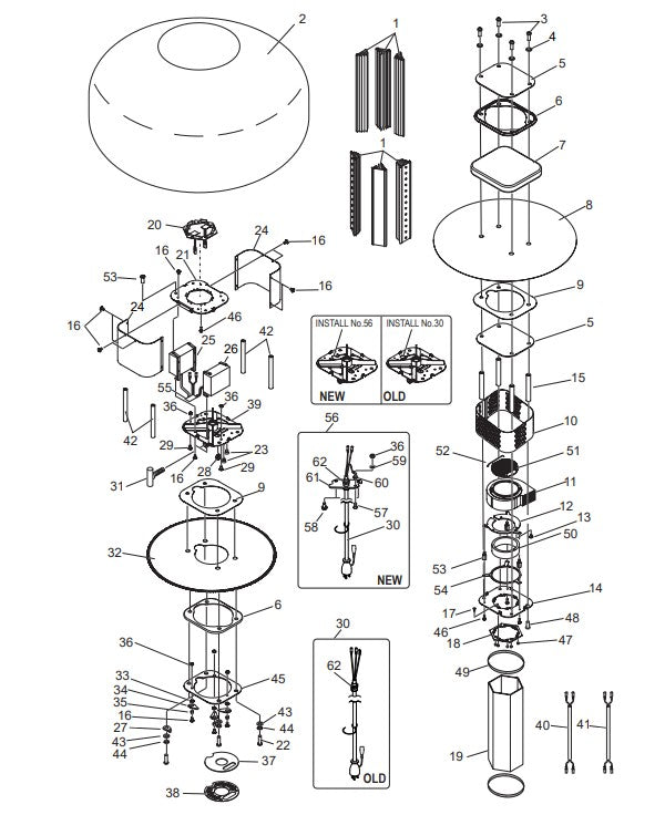 Balloon And Lamp Assembly Parts-GBC8LED S/N G4000001 AND ABOVE