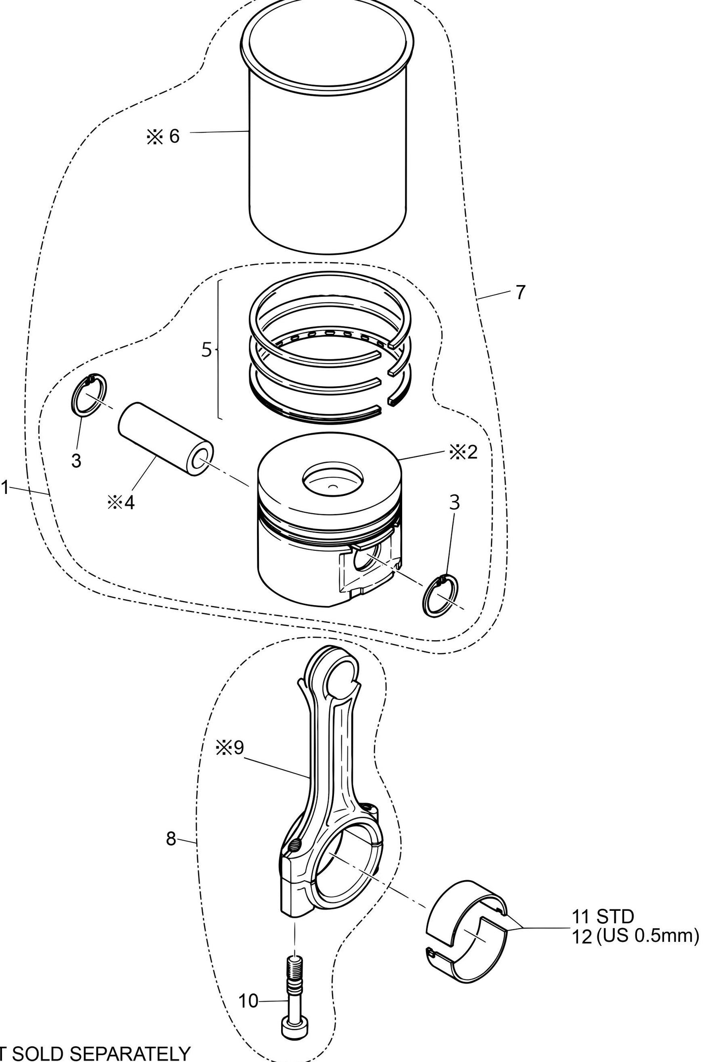 MVH308DZ HATZ 1B30 Engine Piston, Conrod And Cylinder Assembly Parts