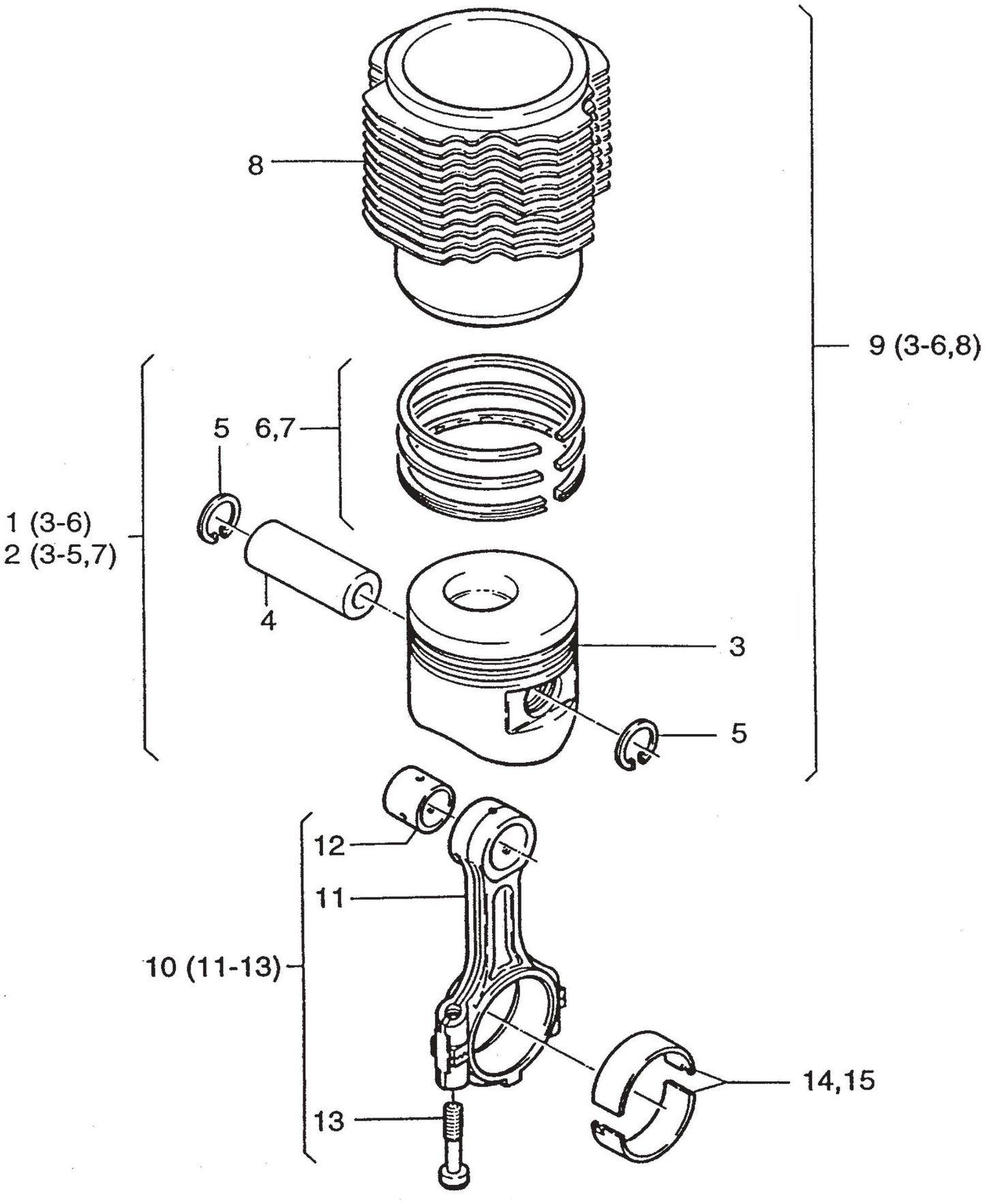 MVH502DSB HATZ 1D81S Engine Pistpn/Ring Assembly Parts