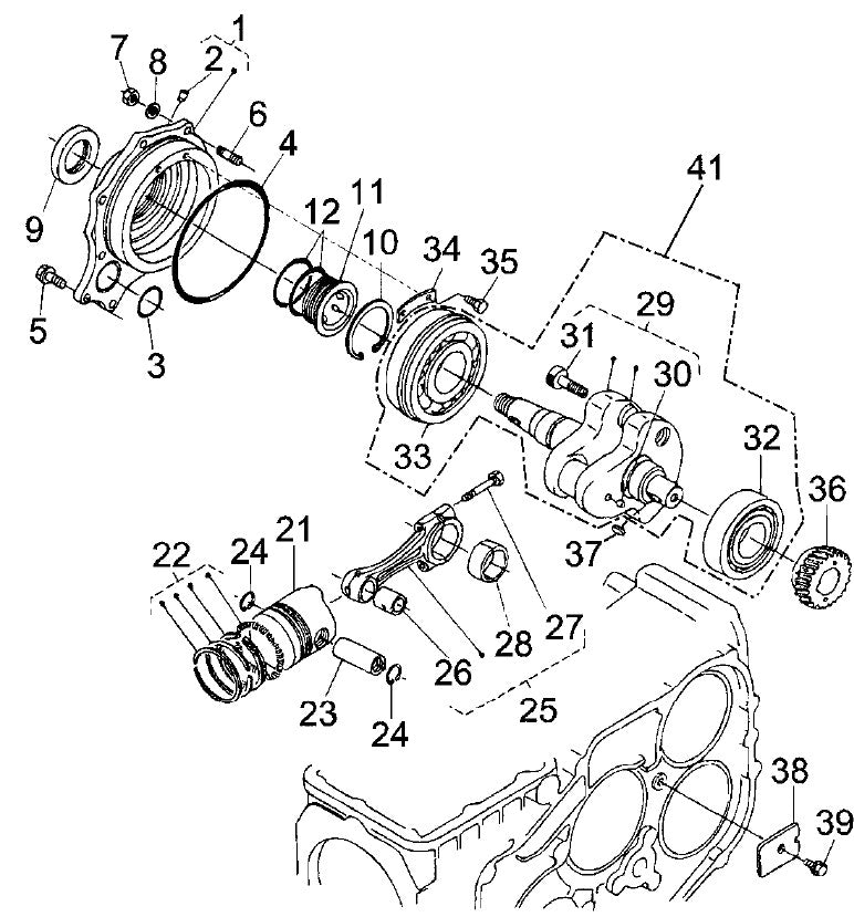 Piston And Main Bearing Case Assembly Parts For MRH601DS KUBOTA EA330 Engine Vibratory Rollers By Multiquip