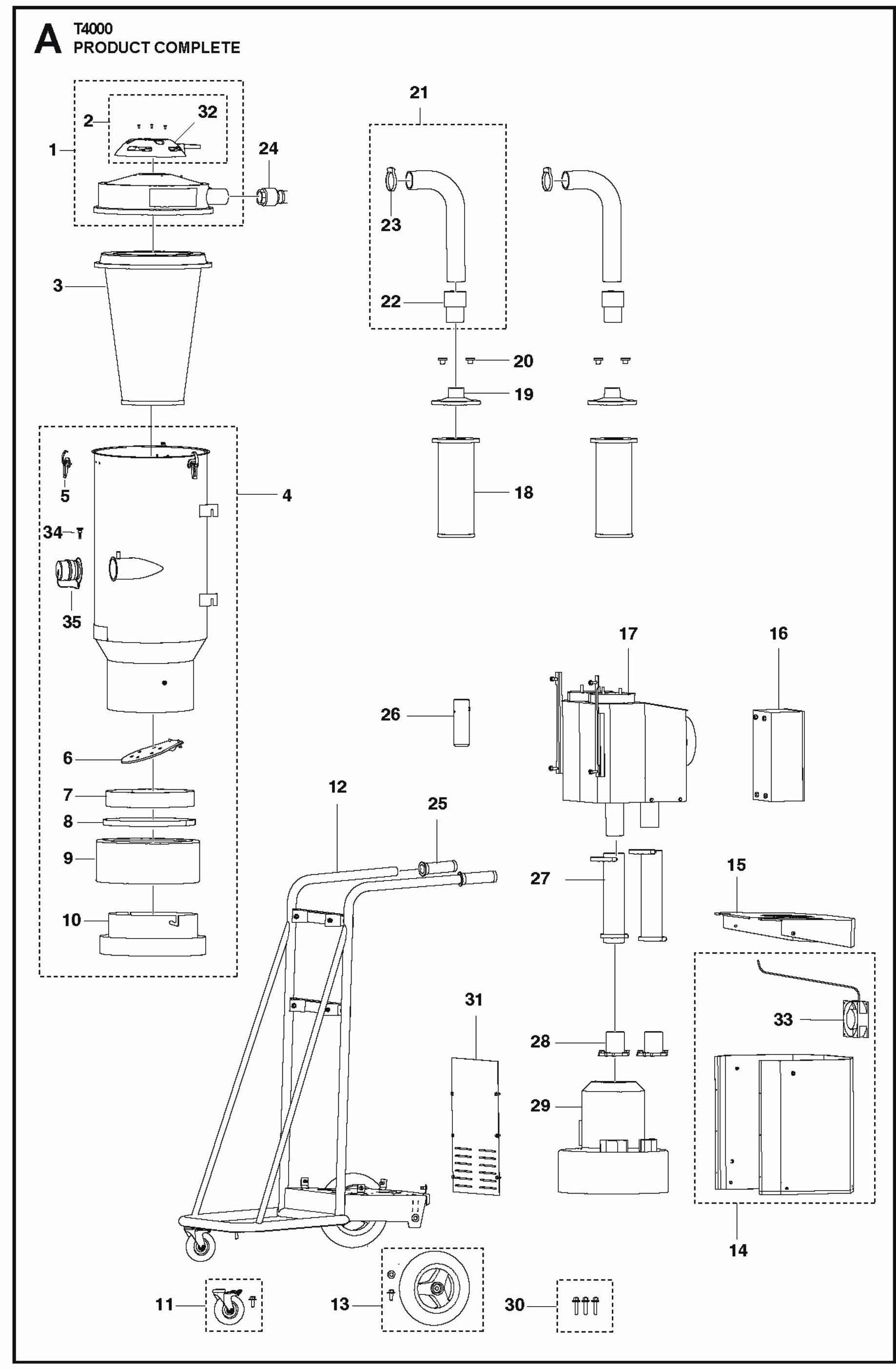 Product Complete Parts For T 4000 Dust Extractor By Husqvarna