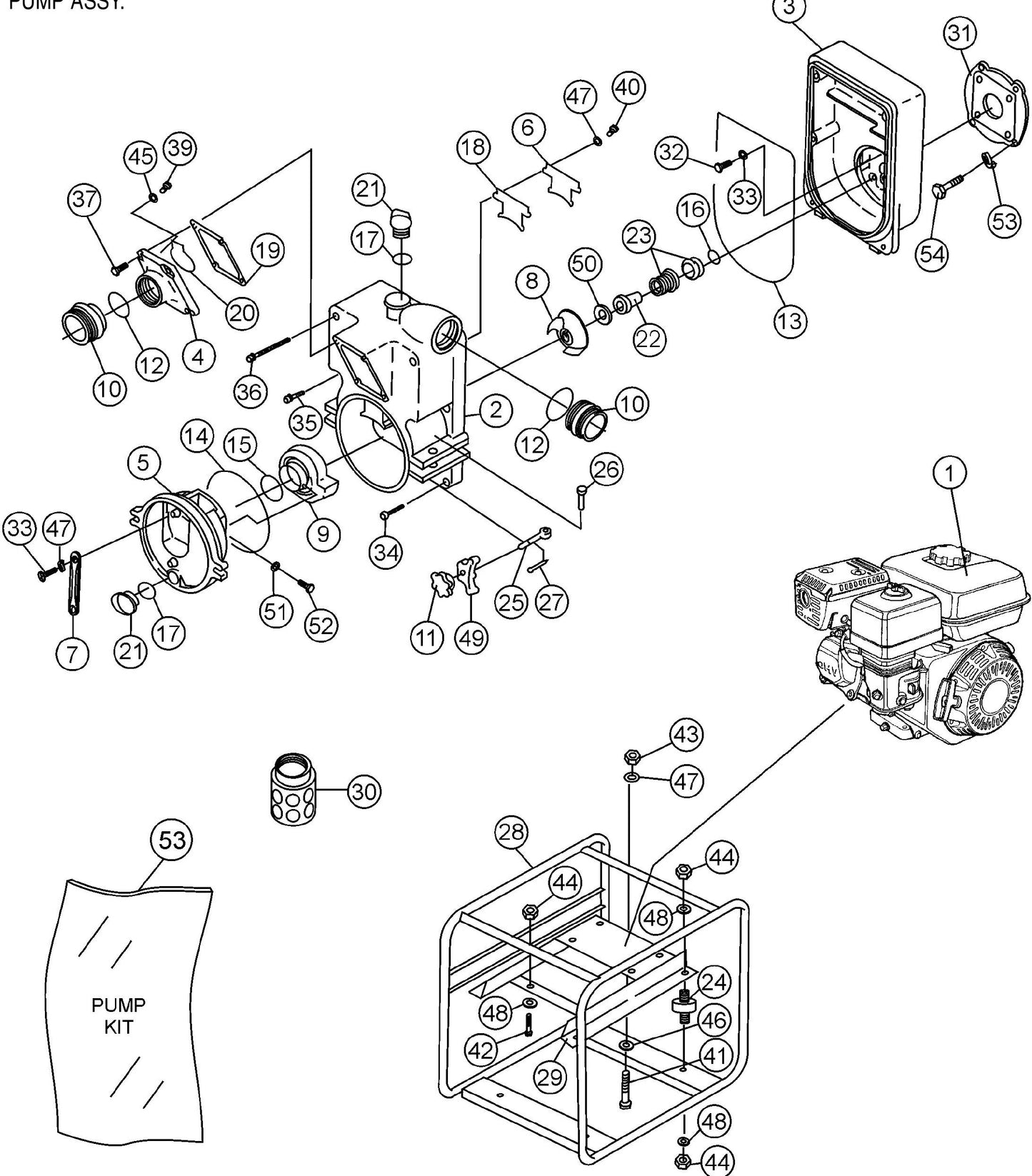 T30H Pump Assembly Parts By Multiquip