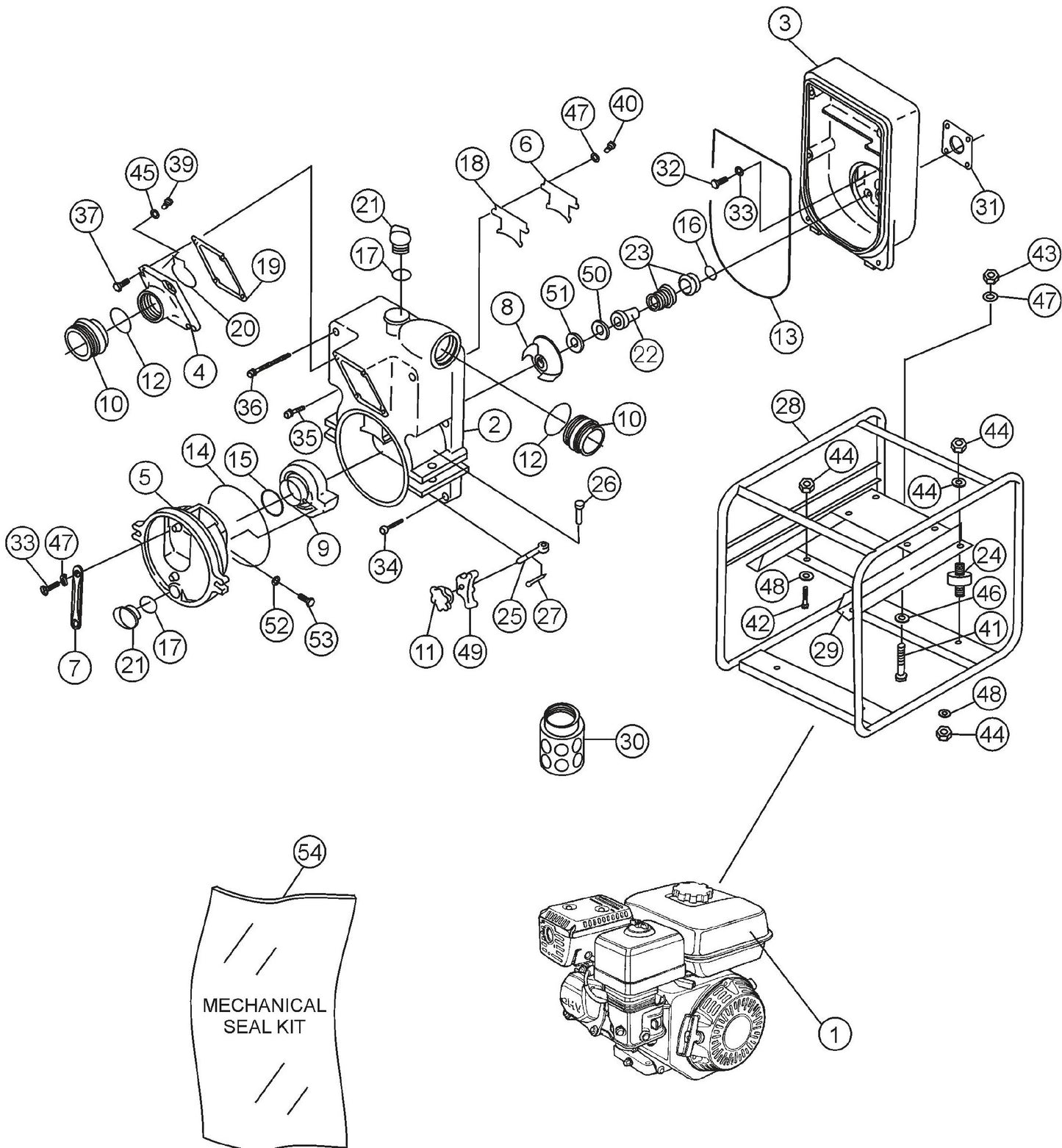 QP201TE Pump assembly Parts By Multiquip