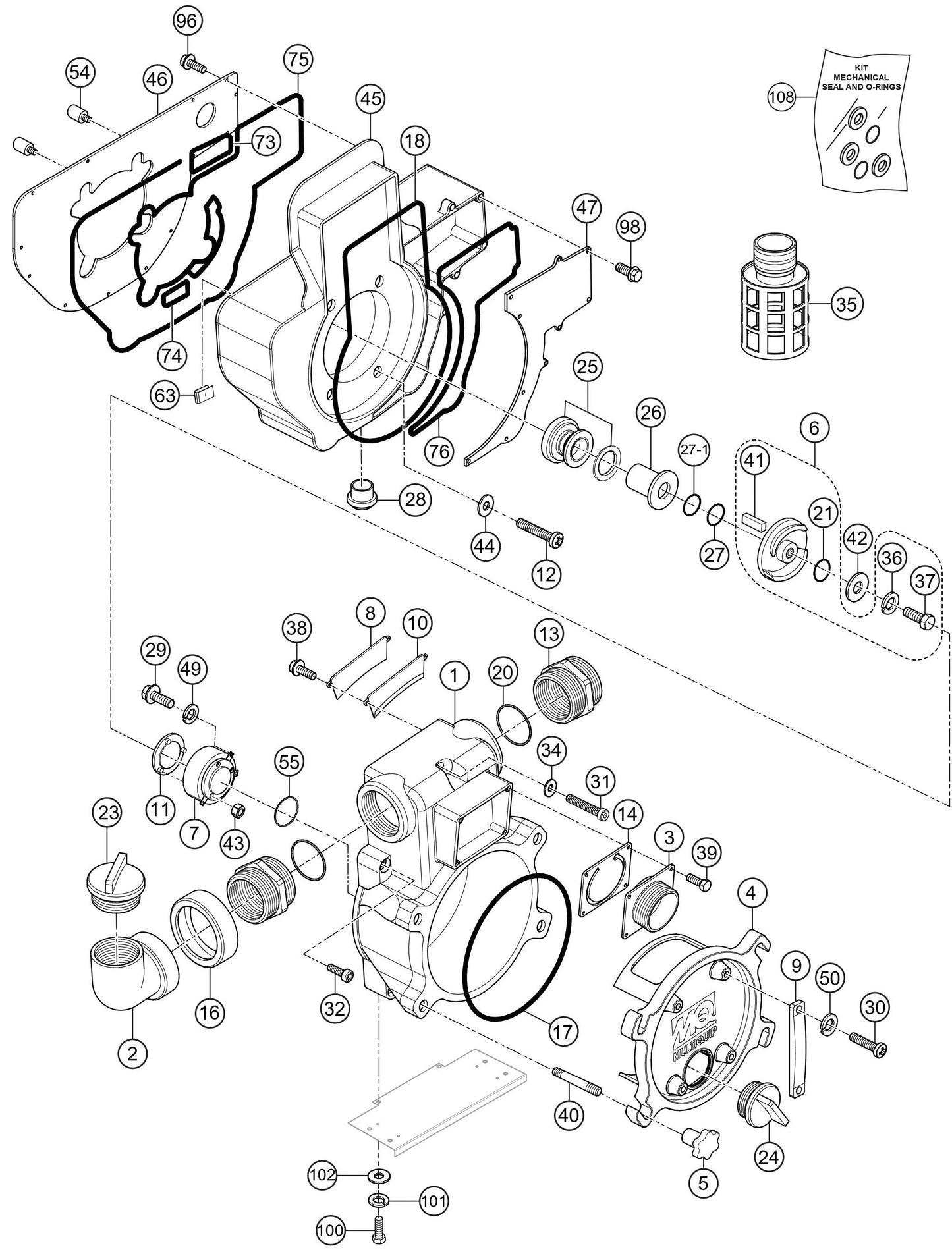QP3THX Pump Assembly Parts By Multiquip