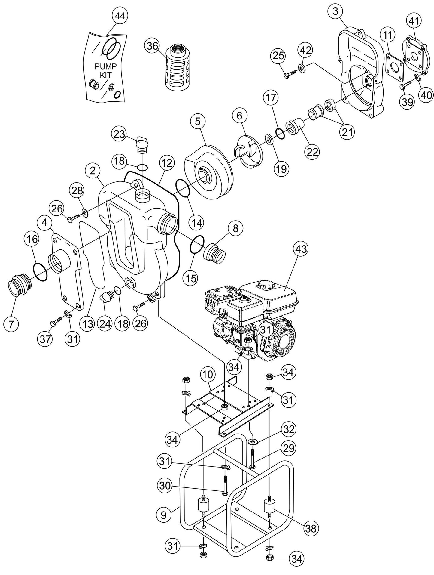 MQ QP402H Pump Assembly Parts