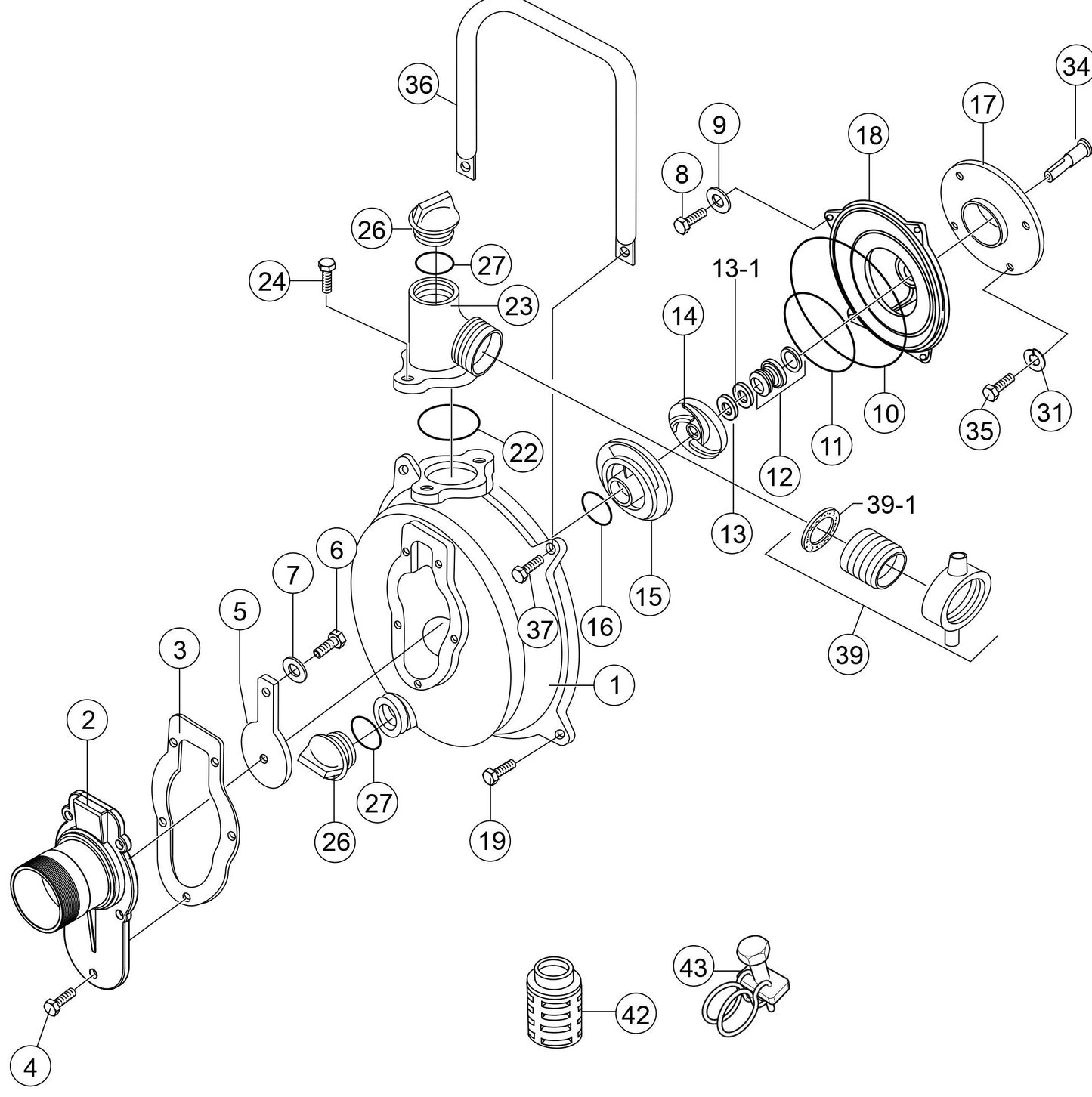 MQ QP15HP Pump Assembly Parts