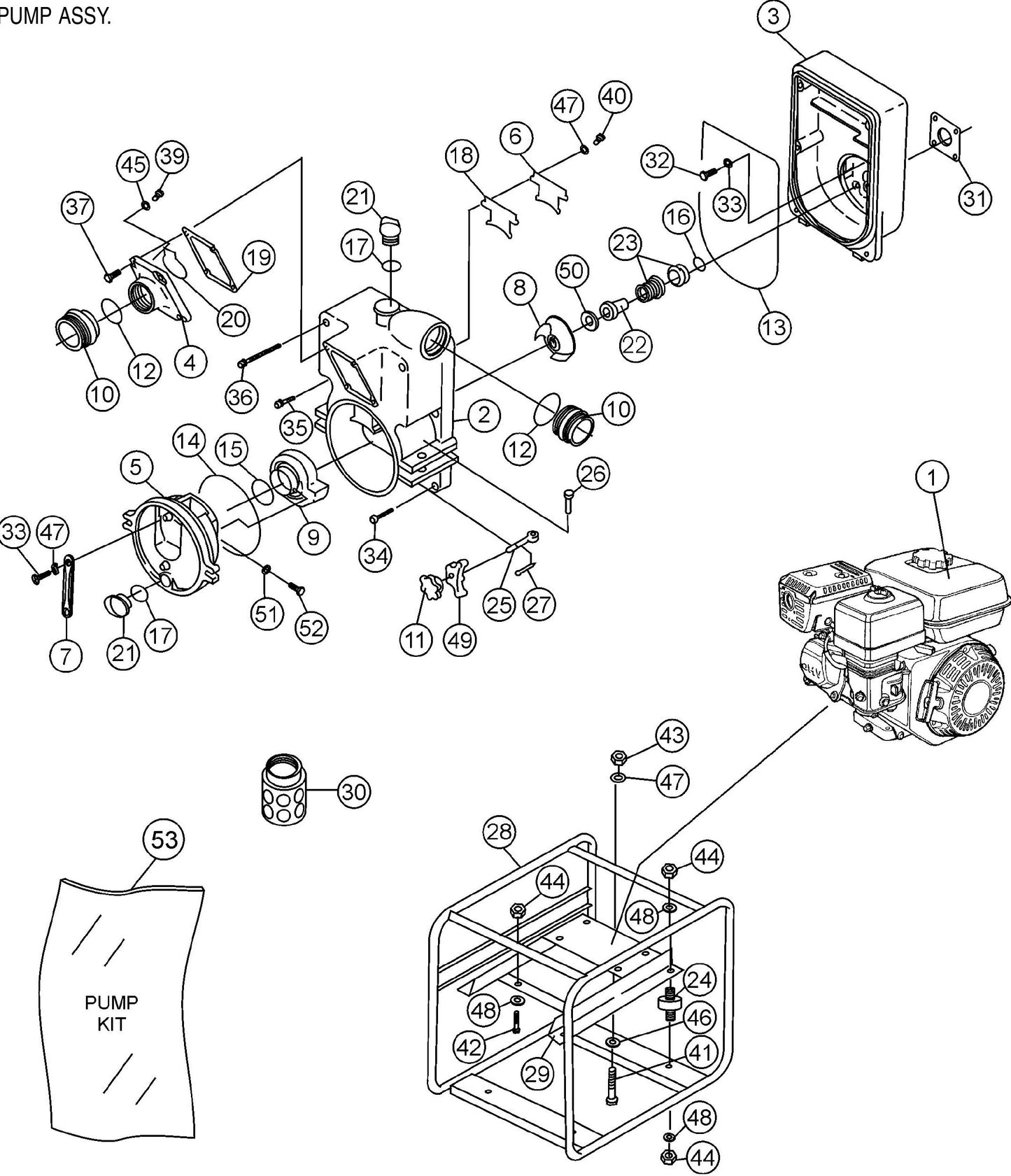 T20H Pump assembly Parts By Multiquip