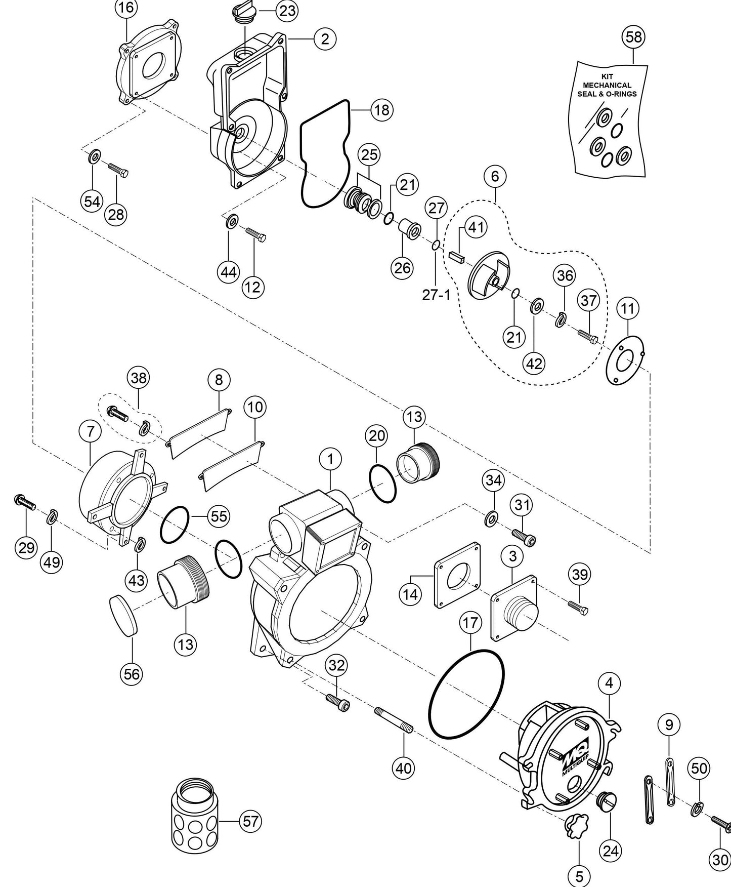 QP3TI Pump Assembly Parts By Multiquip