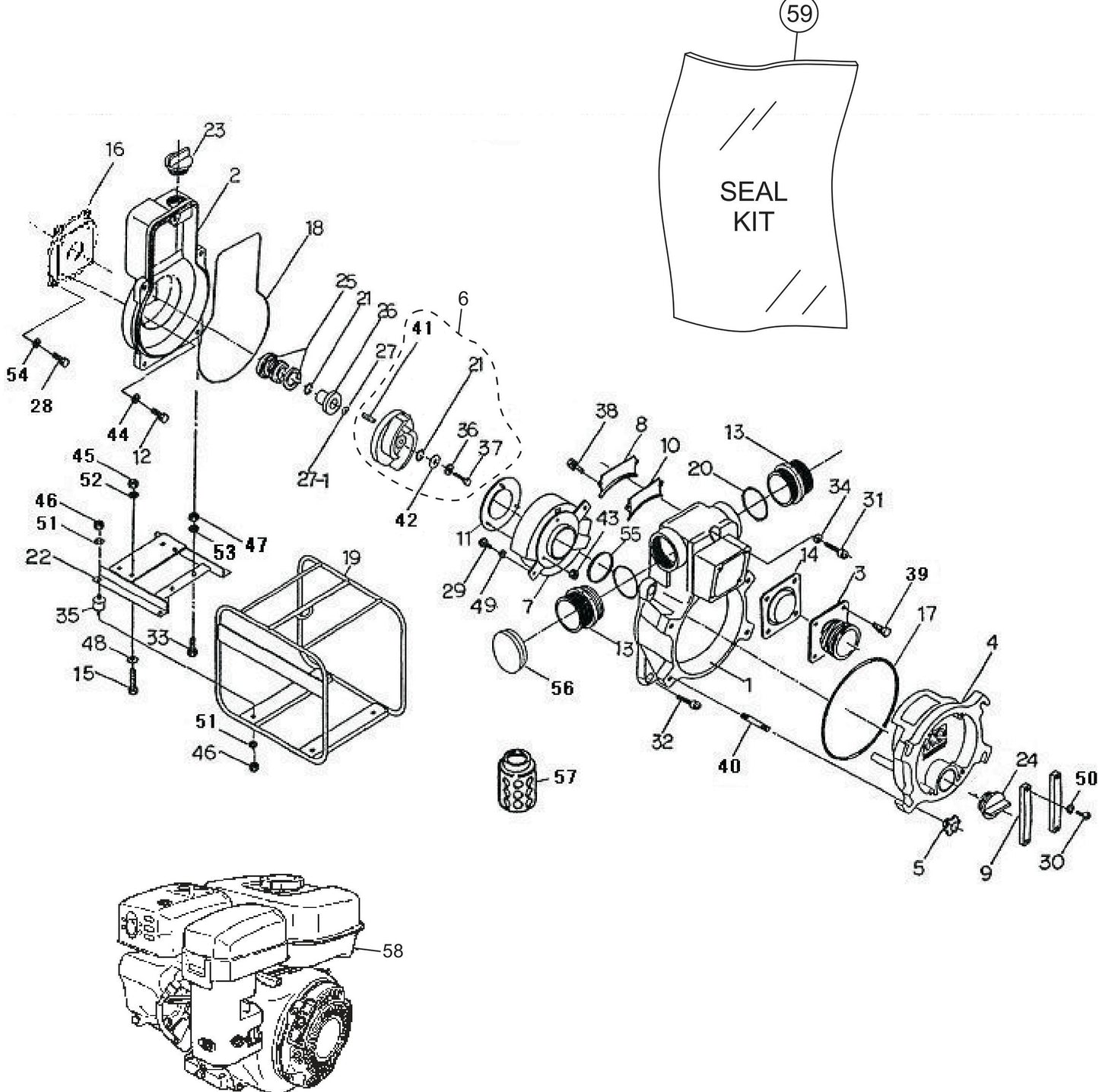 QP3TE Pump assembly Parts By Multiquip