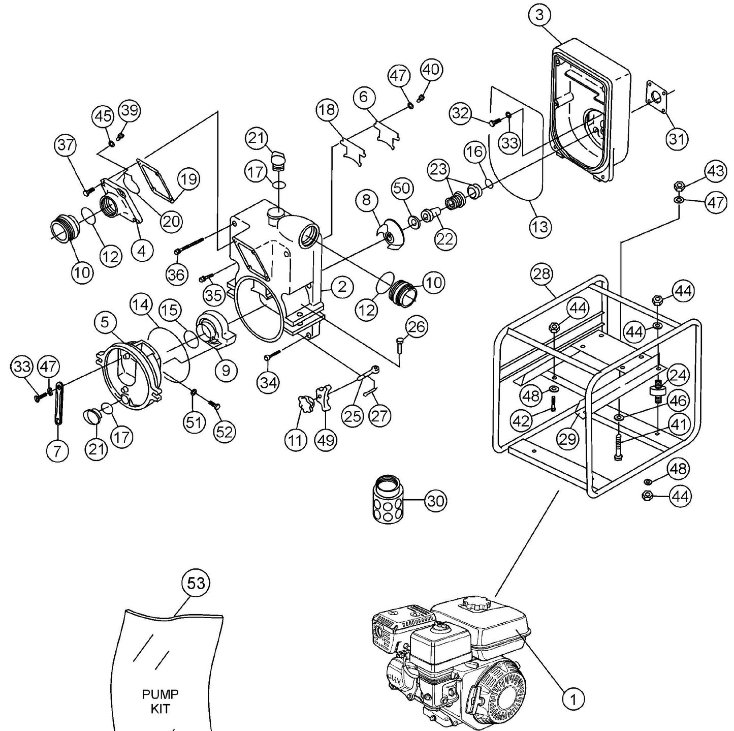 QP202TH Pump Assembly Parts BY Multiquip