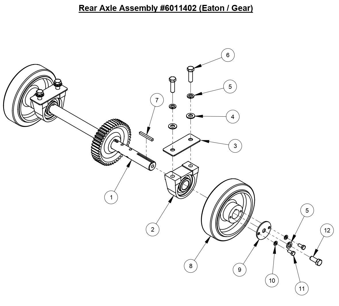 CC3500J Rear Axle Assembly (Eaton/Gear)