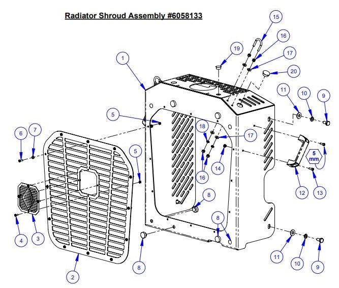 CC5048DCV, CC5048DCV-3 Radiator Shroud Assembly Parts