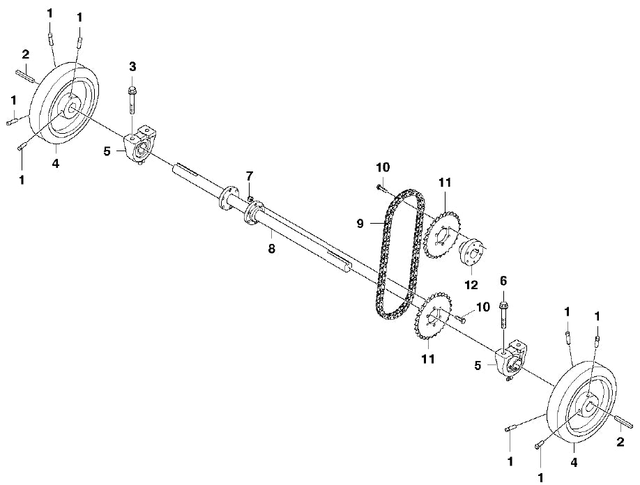 FS3500 Rare Axle Assembly Parts by Husqvarna
