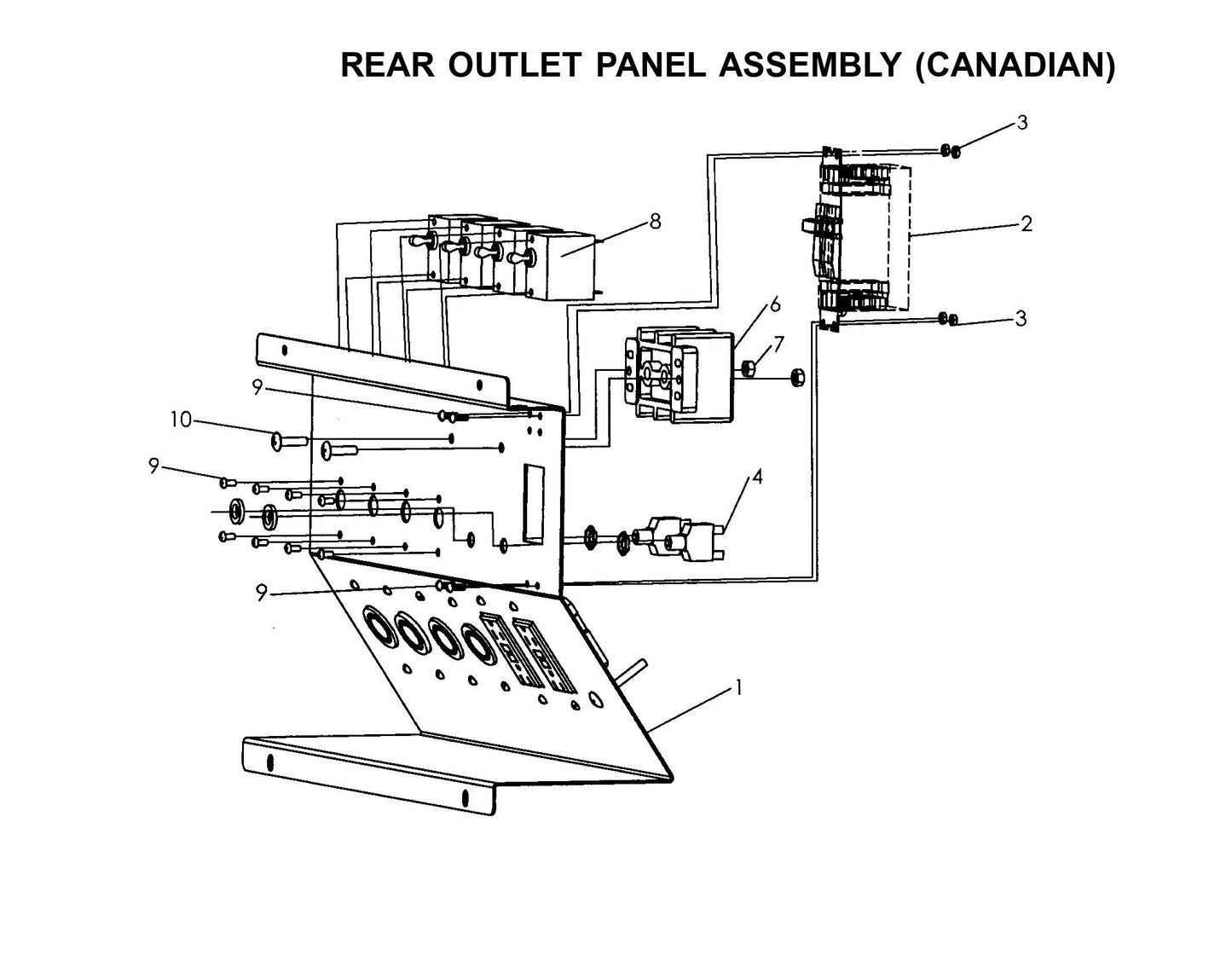 V-Series Maxi-Lite 15-20KW-Rear Outlet Panel Assembly Canadian(Fig 1) Parts By Allmand