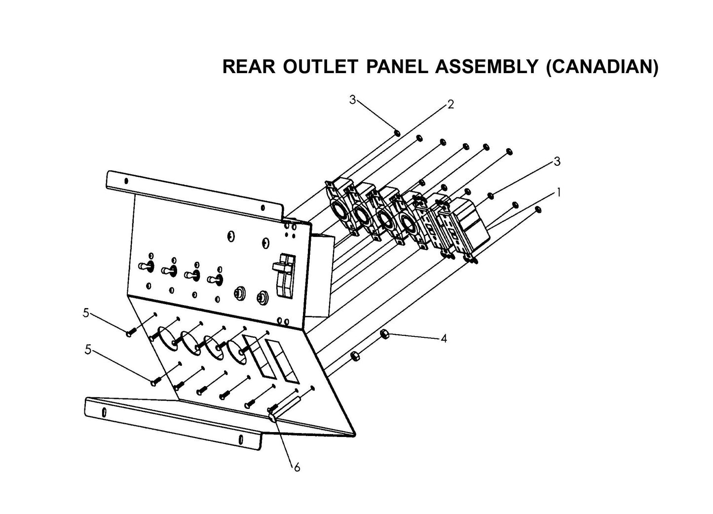 V-Series Maxi-Lite 15-20KW-Rear Outlet Panel Assembly Canadian(Fig 2) Parts By Allmand