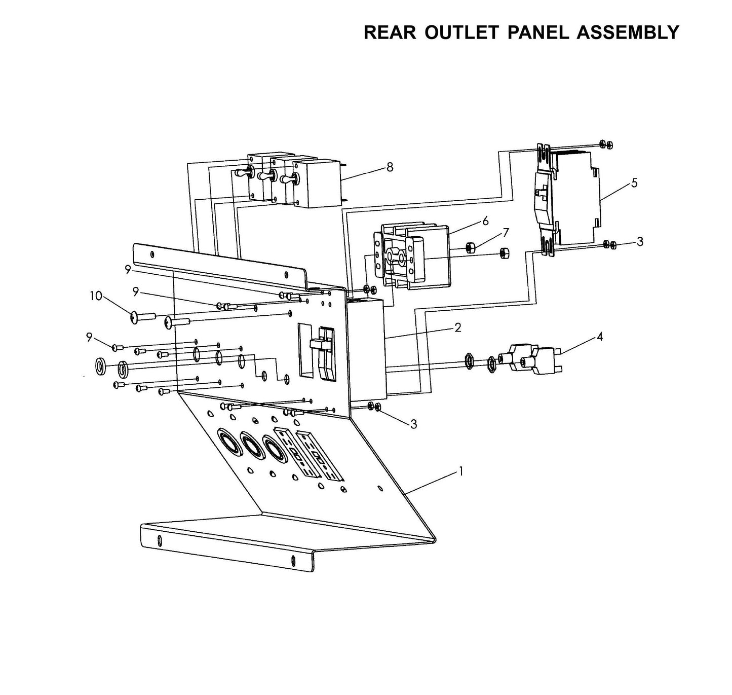 V-Series Maxi-Lite 15-20KW-Rear Outlet Panel Assembly (Fig 1) Parts By Allmand